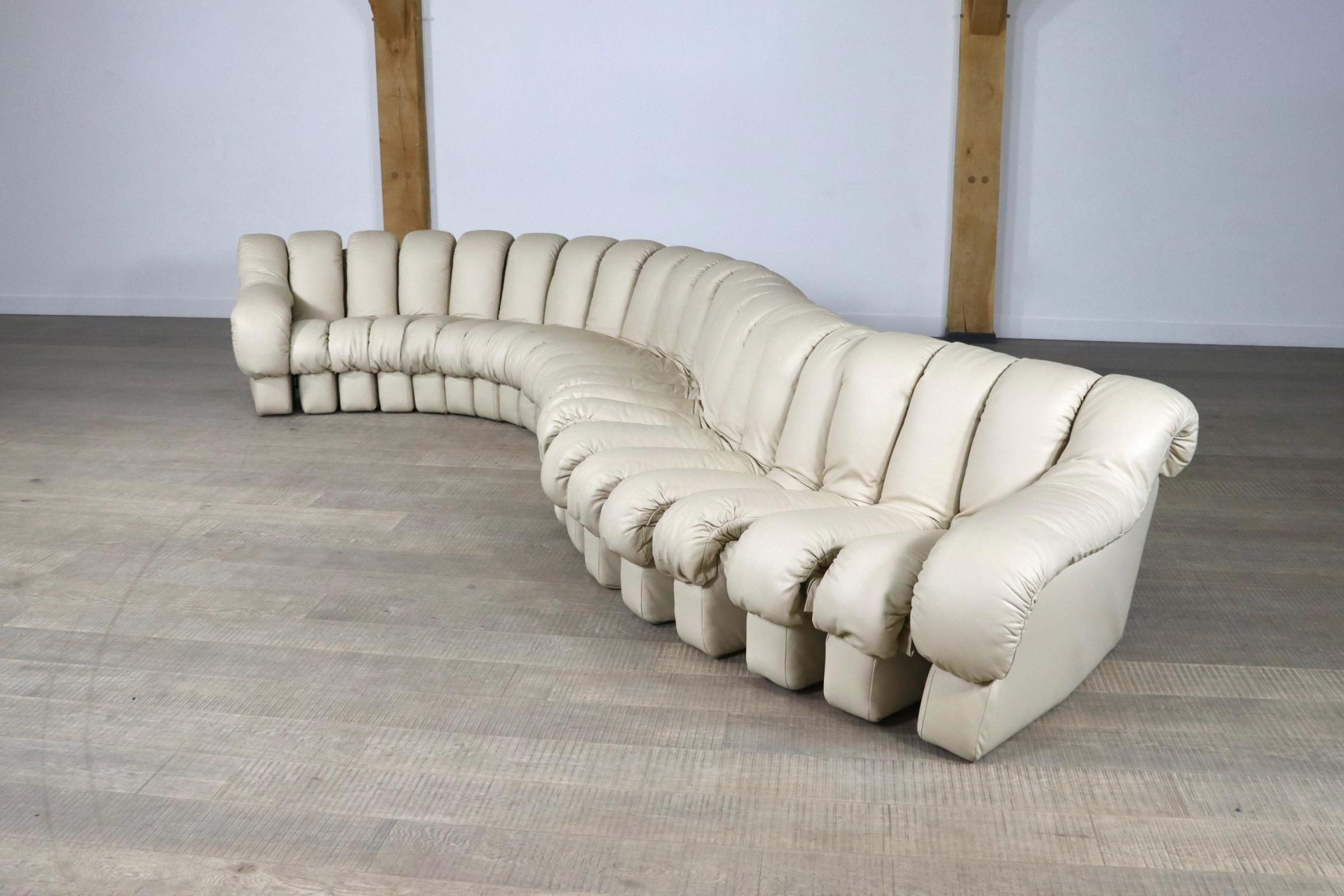 De Sede Ds 600 “Non-Stop” Cream Leather Sofa by Heinz Ulrich, Ueli Berger  6