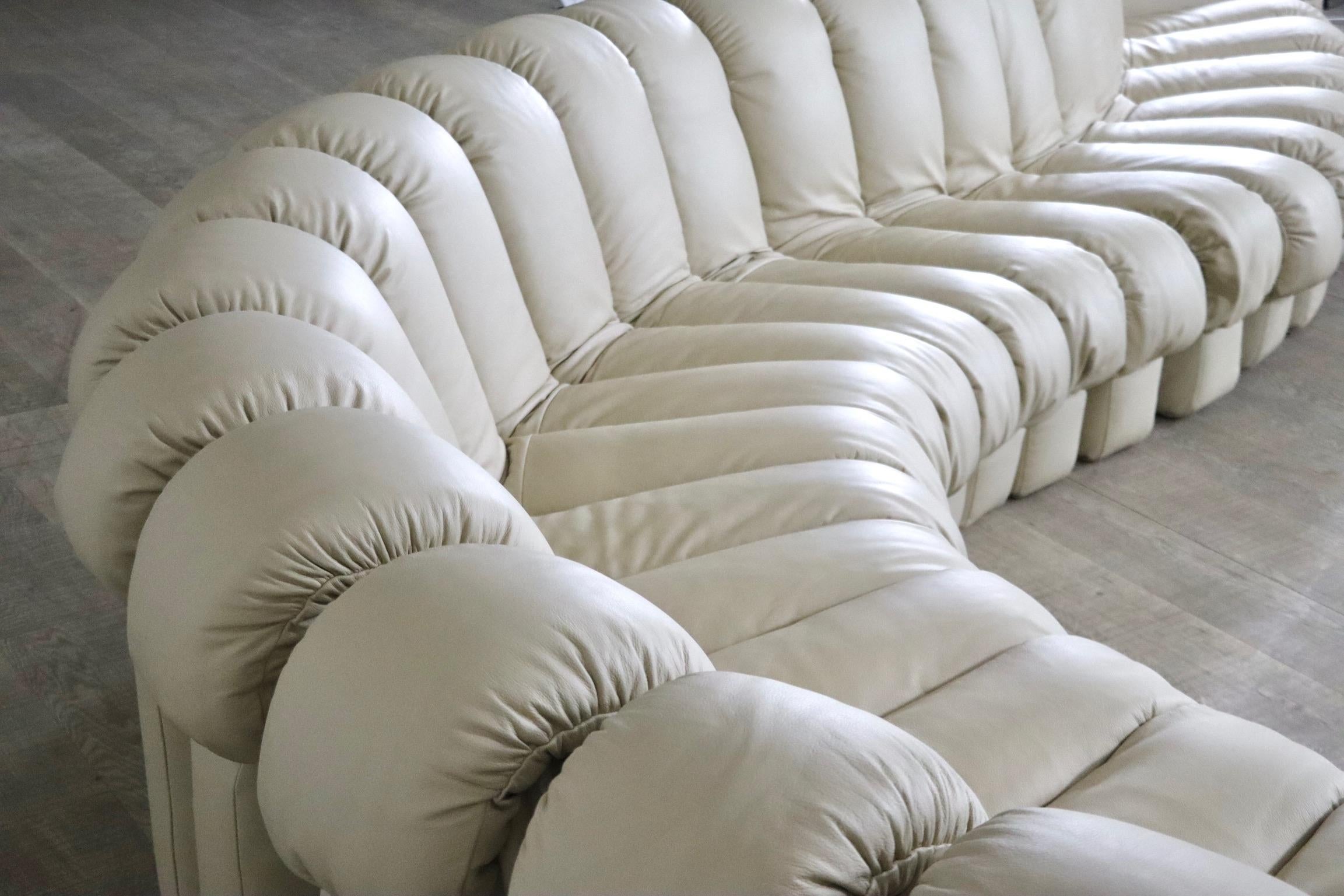 De Sede Ds 600 “Non-Stop” Cream Leather Sofa by Heinz Ulrich, Ueli Berger  3