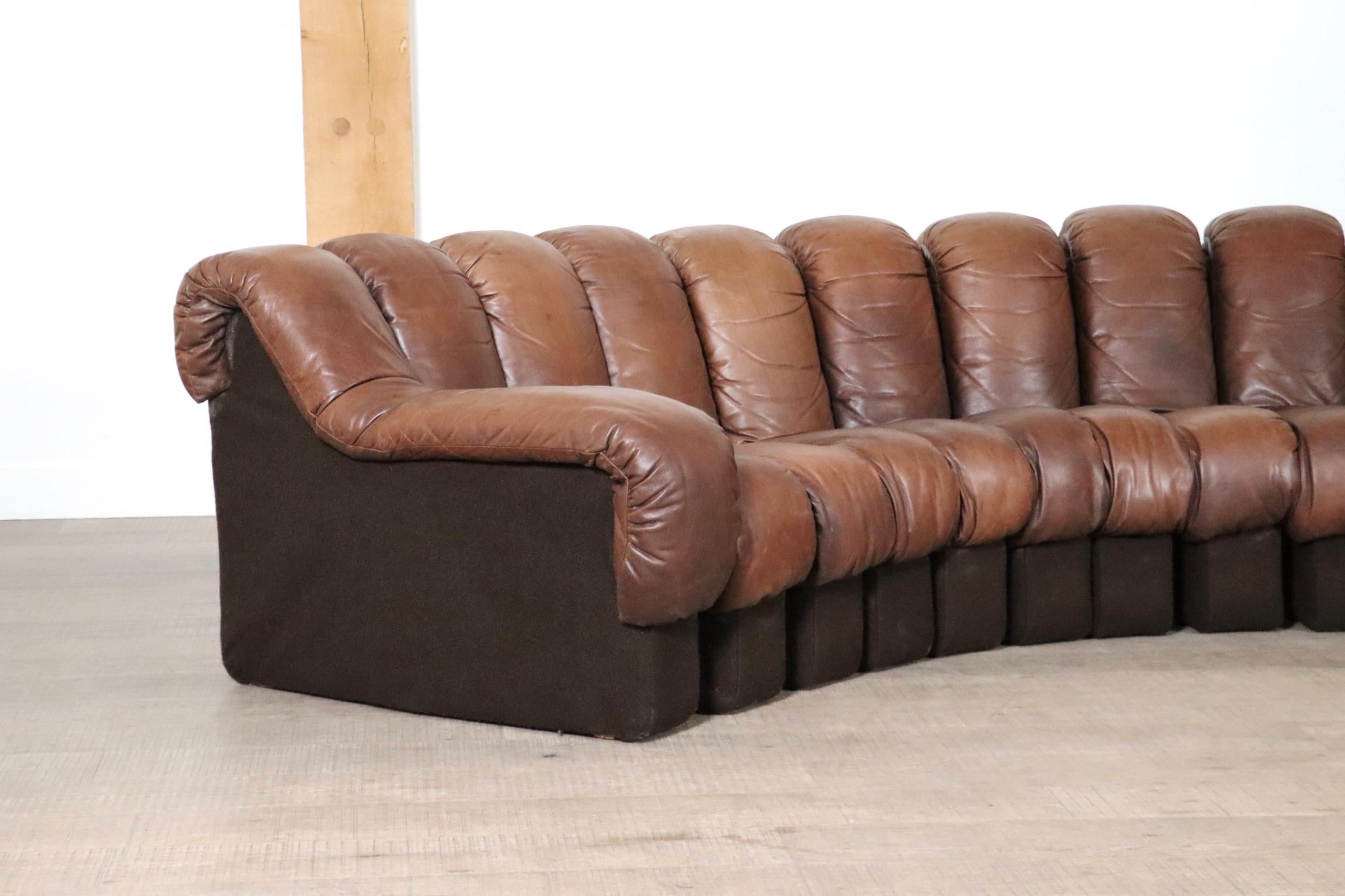 De Sede DS 600 Non-Stop Leather Sofa Heinz Ulrich, Ueli Berger, Eleonora Peduzzi In Good Condition In ABCOUDE, UT