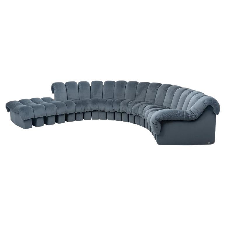 De Sede DS-600 “Non-stop” Modular Sofa in Blue with Adjustable Elements For Sale