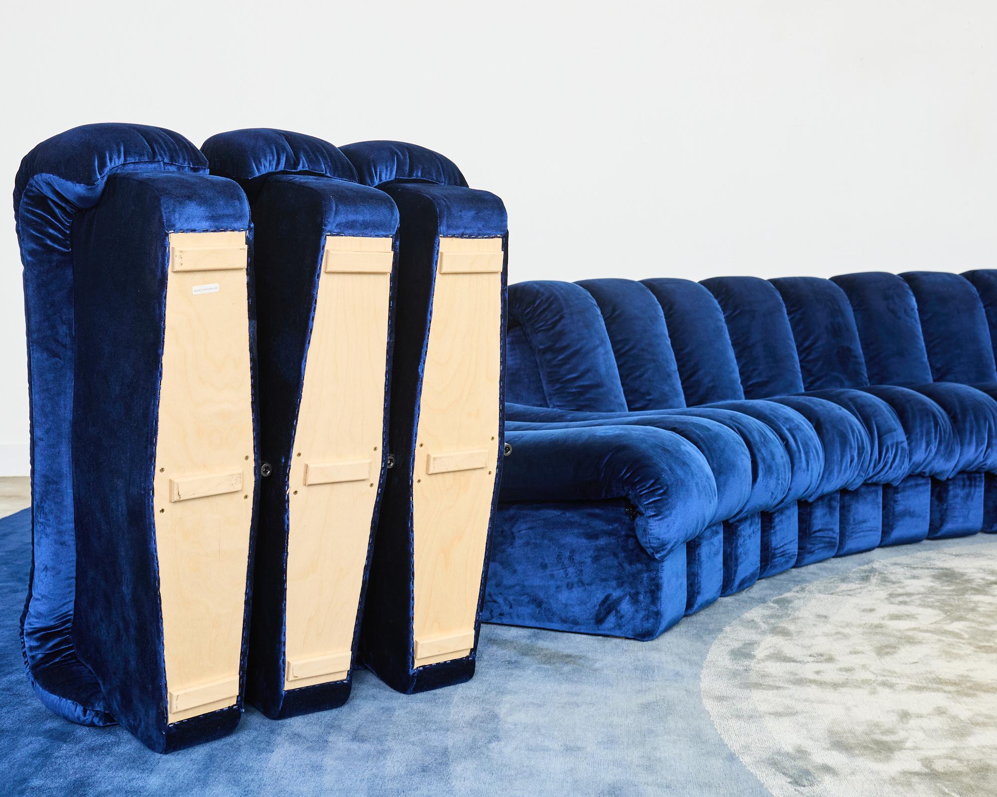 De Sede DS-600 Sofá Non Stop Modular Terciopelo Azul 38 Elementos en venta 5