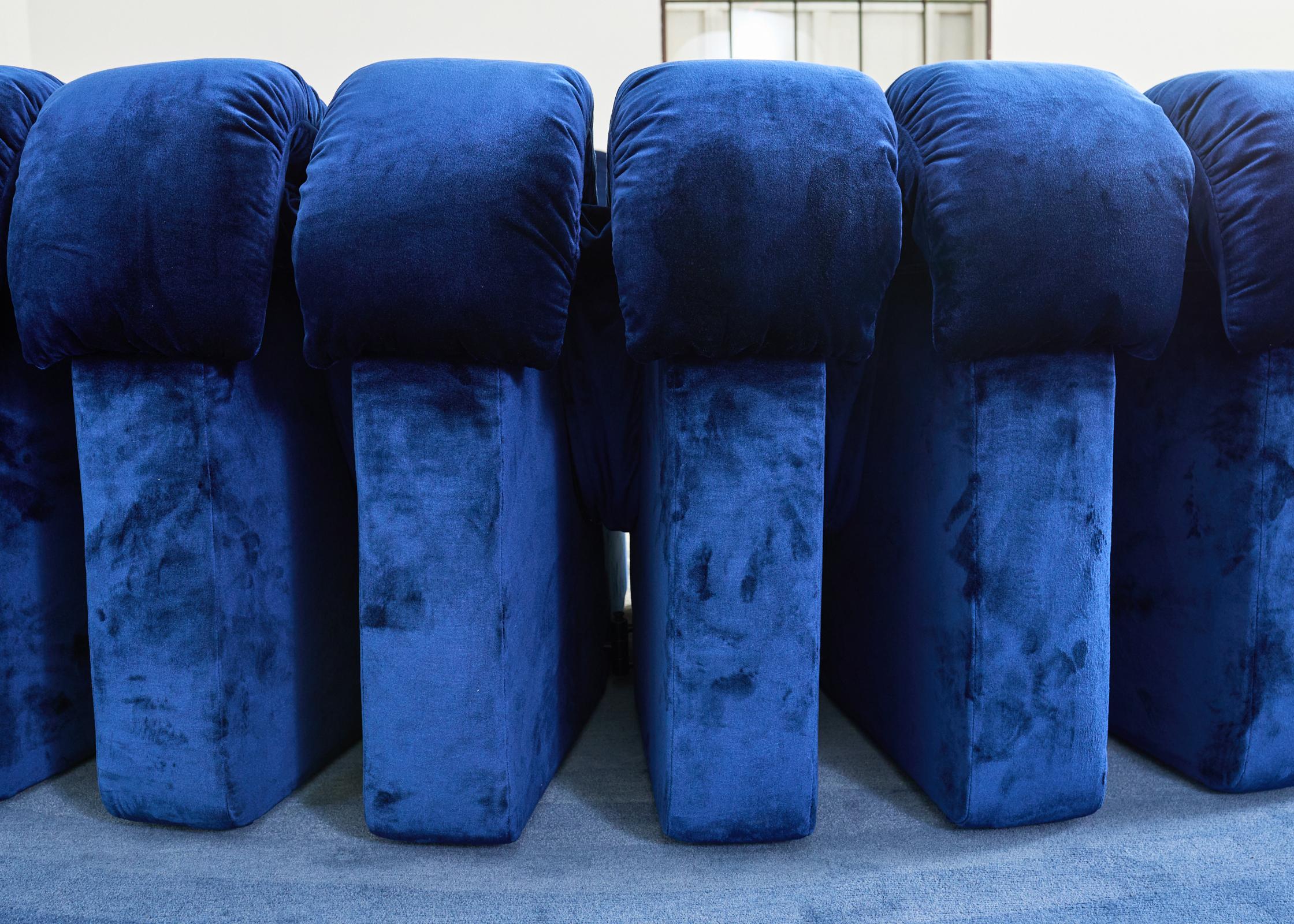 De Sede DS-600 Sofá Non Stop Modular Terciopelo Azul 38 Elementos en venta 8