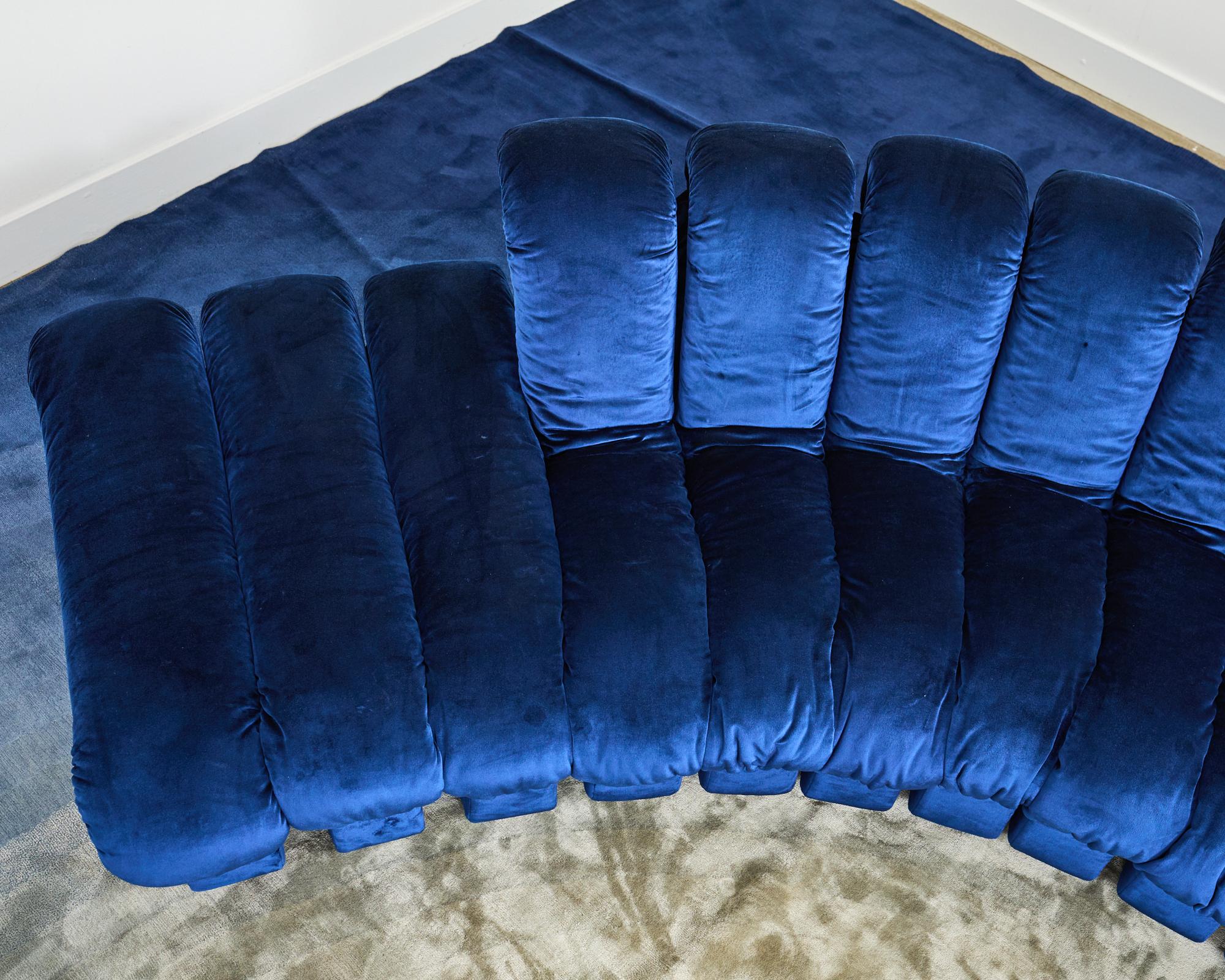 De Sede DS-600 Sofá Non Stop Modular Terciopelo Azul 38 Elementos en venta 1