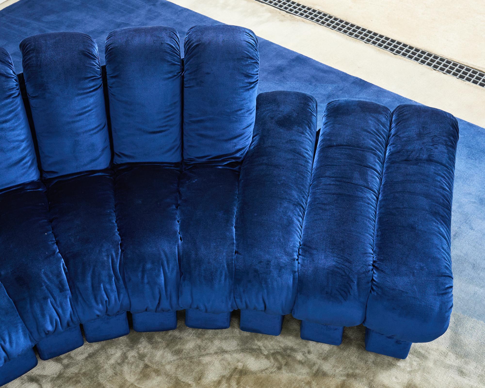 De Sede DS-600 Sofá Non Stop Modular Terciopelo Azul 38 Elementos en venta 3
