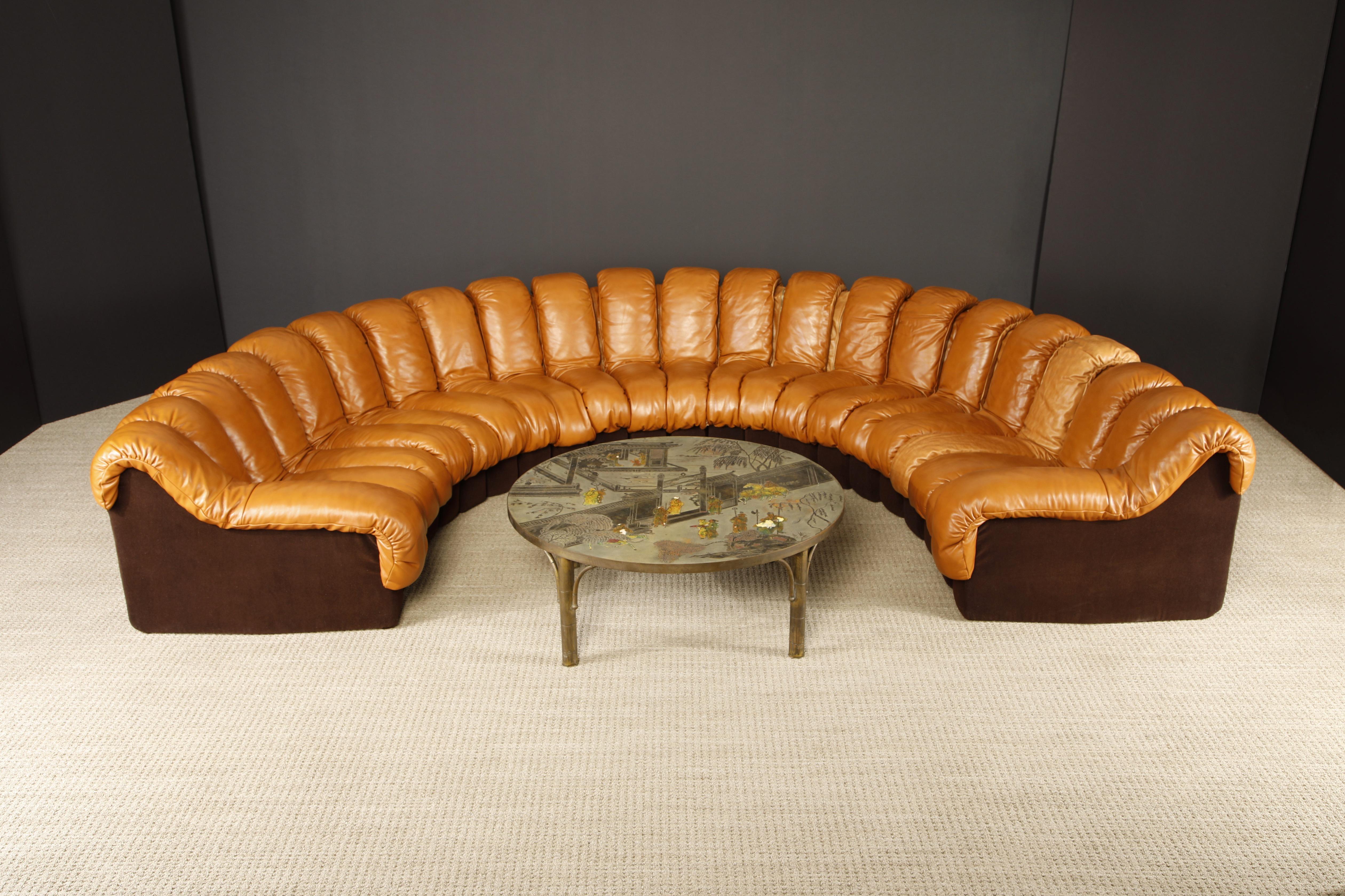 De Sede DS-600 'Non-Stop Sectional Sofa' in Cognac Leather, 22 Elements, Signed 1
