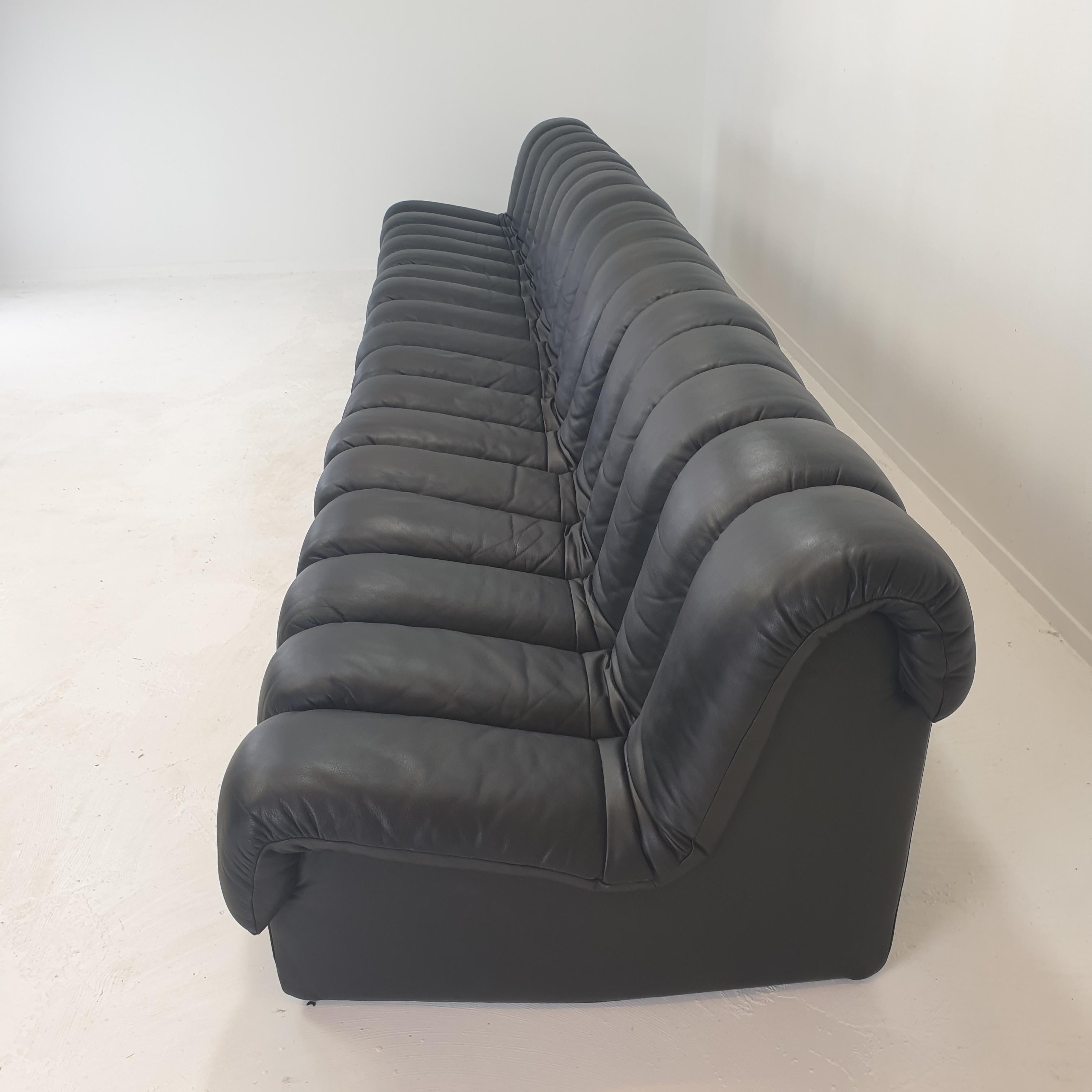 De Sede Ds-600 „ Non Stop“ Modulares Sofa in Schlangenform aus schwarzem Leder in Vollschwarzem Leder im Angebot 9