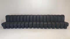Divano modulare a forma di serpente De Sede Ds-600 "Non Stop" in pelle nera completa