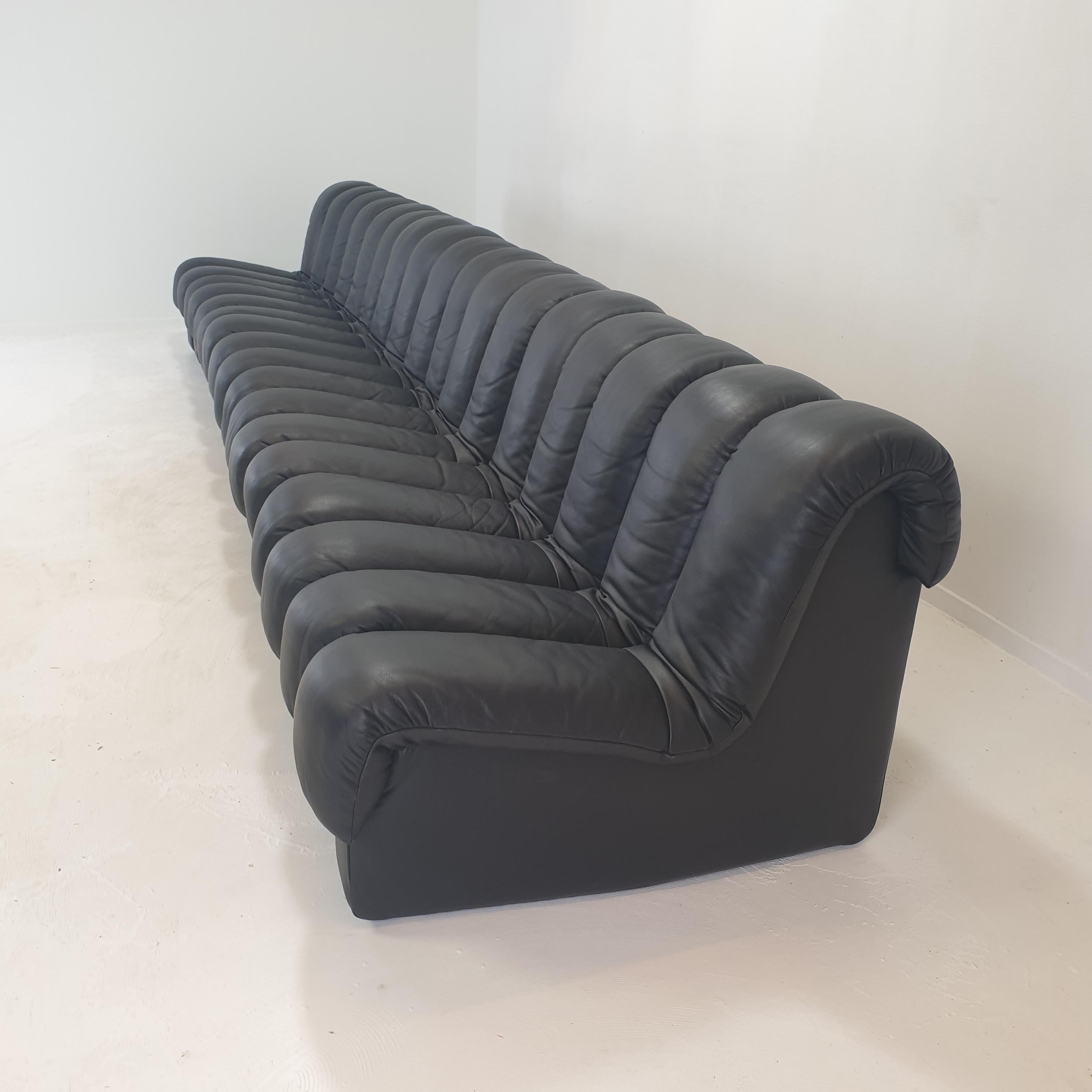 De Sede Ds-600 „ Non Stop“ Modulares Sofa in Schlangenform aus schwarzem Leder in Vollschwarzem Leder (21. Jahrhundert und zeitgenössisch) im Angebot