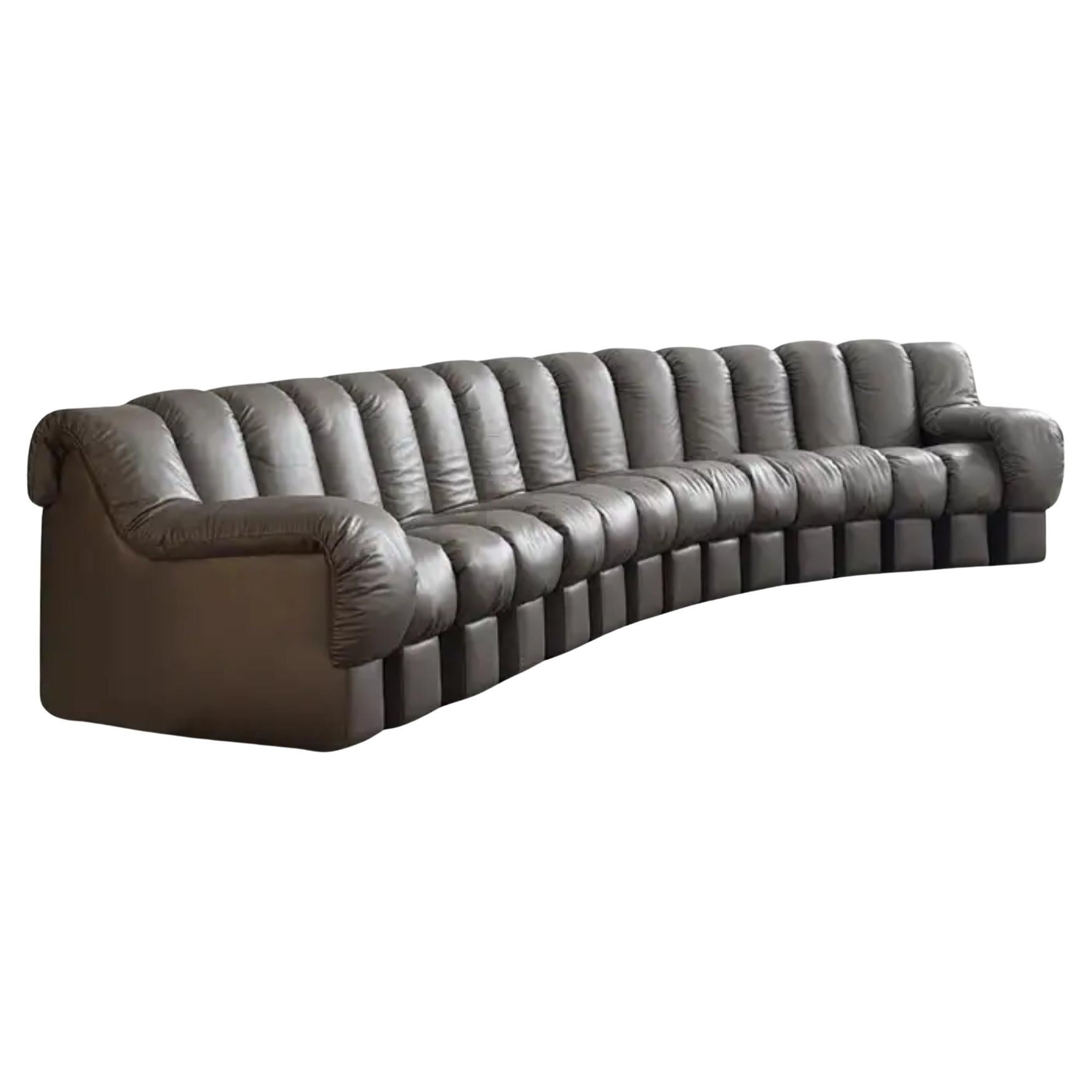De Sede DS-600 Non-Stop Sofa – Exclusive Edition Lunar Chrome Leather For Sale