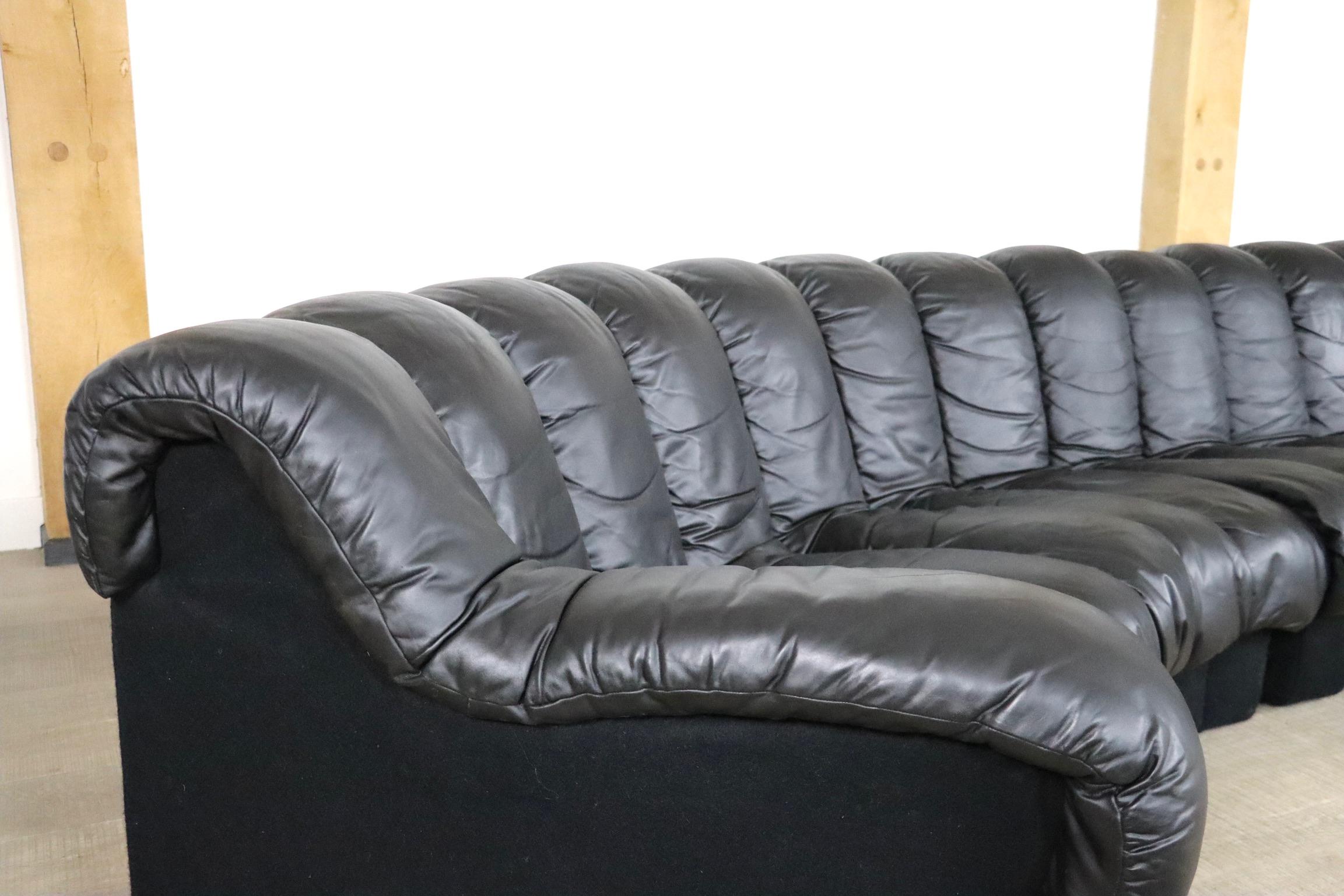 De Sede DS-600 ‘Non Stop’ Sofa In Black Leather By Heinz Ulrich, Ueli Berger 7