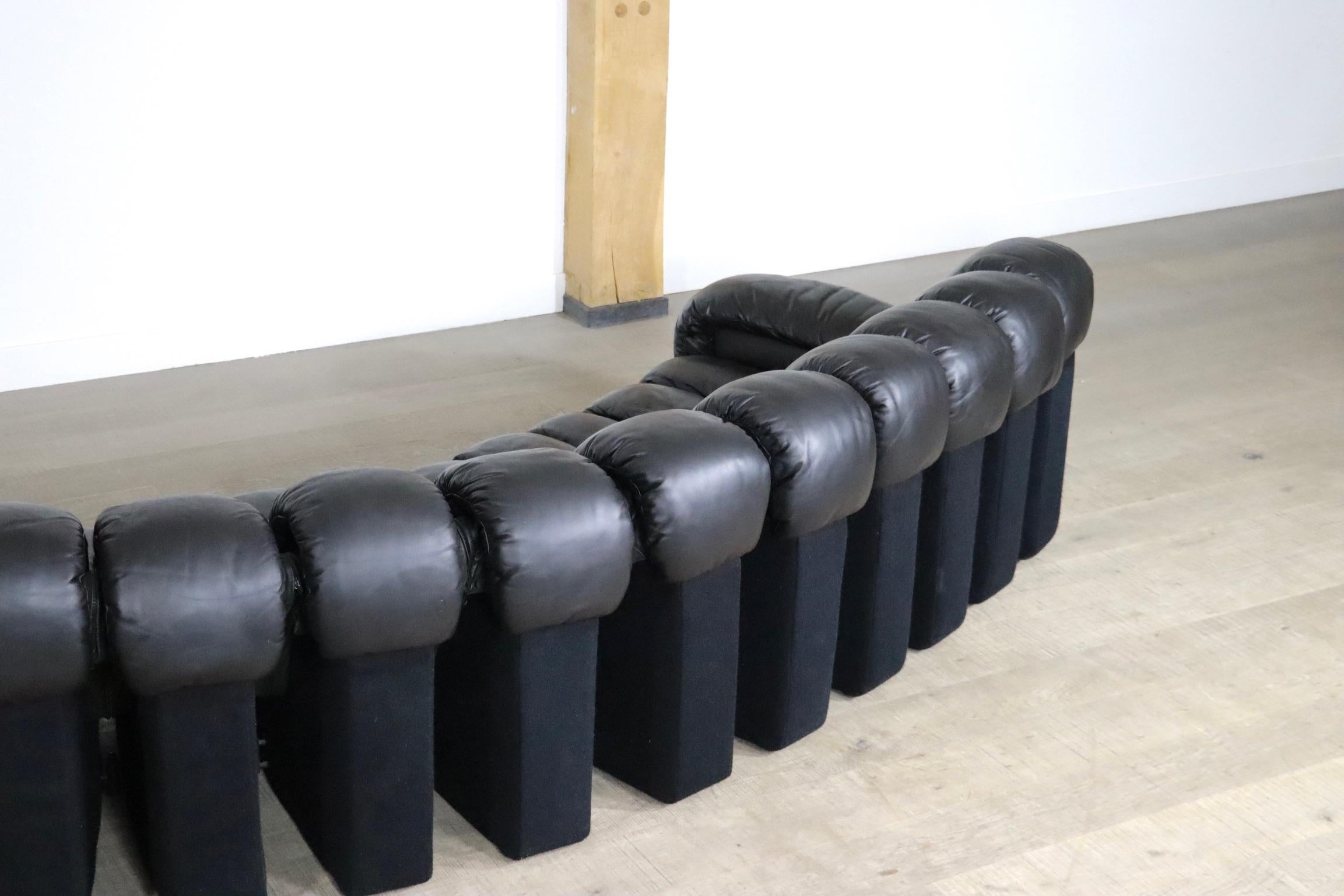 De Sede DS-600 ‘Non Stop’ Sofa In Black Leather By Heinz Ulrich, Ueli Berger 10