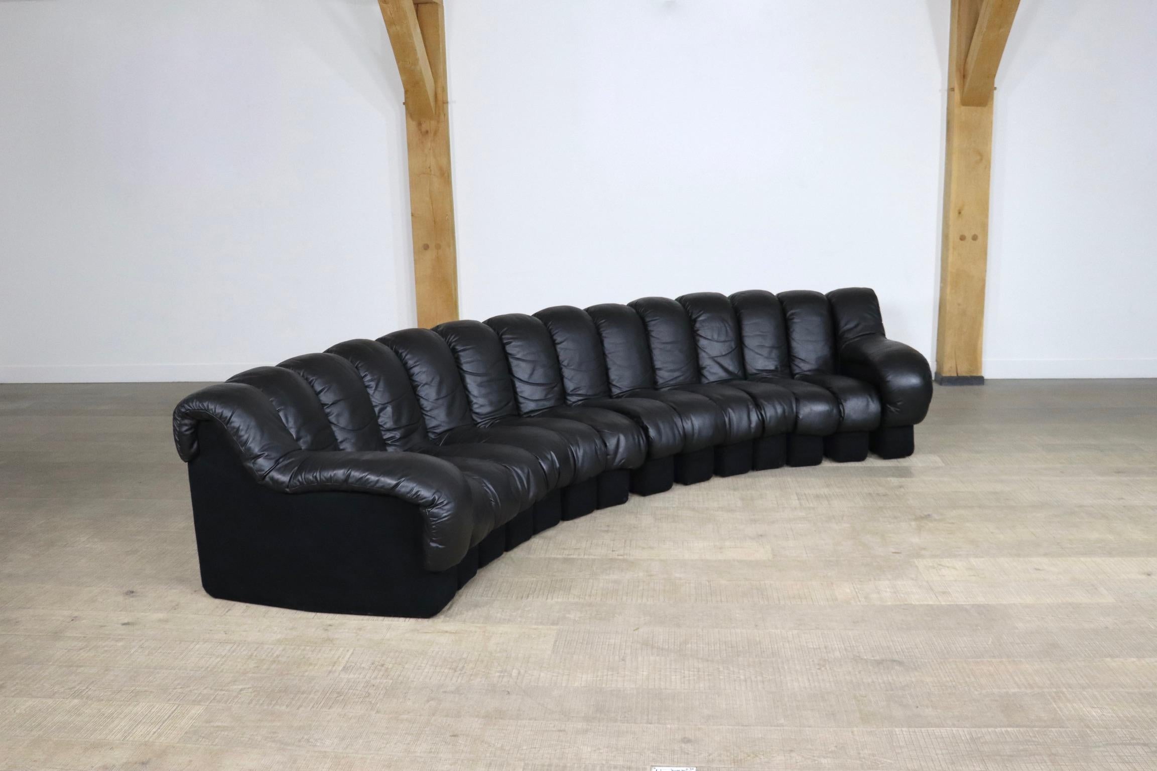 De Sede DS-600 ‘Non Stop’ Sofa In Black Leather By Heinz Ulrich, Ueli Berger In Good Condition In ABCOUDE, UT