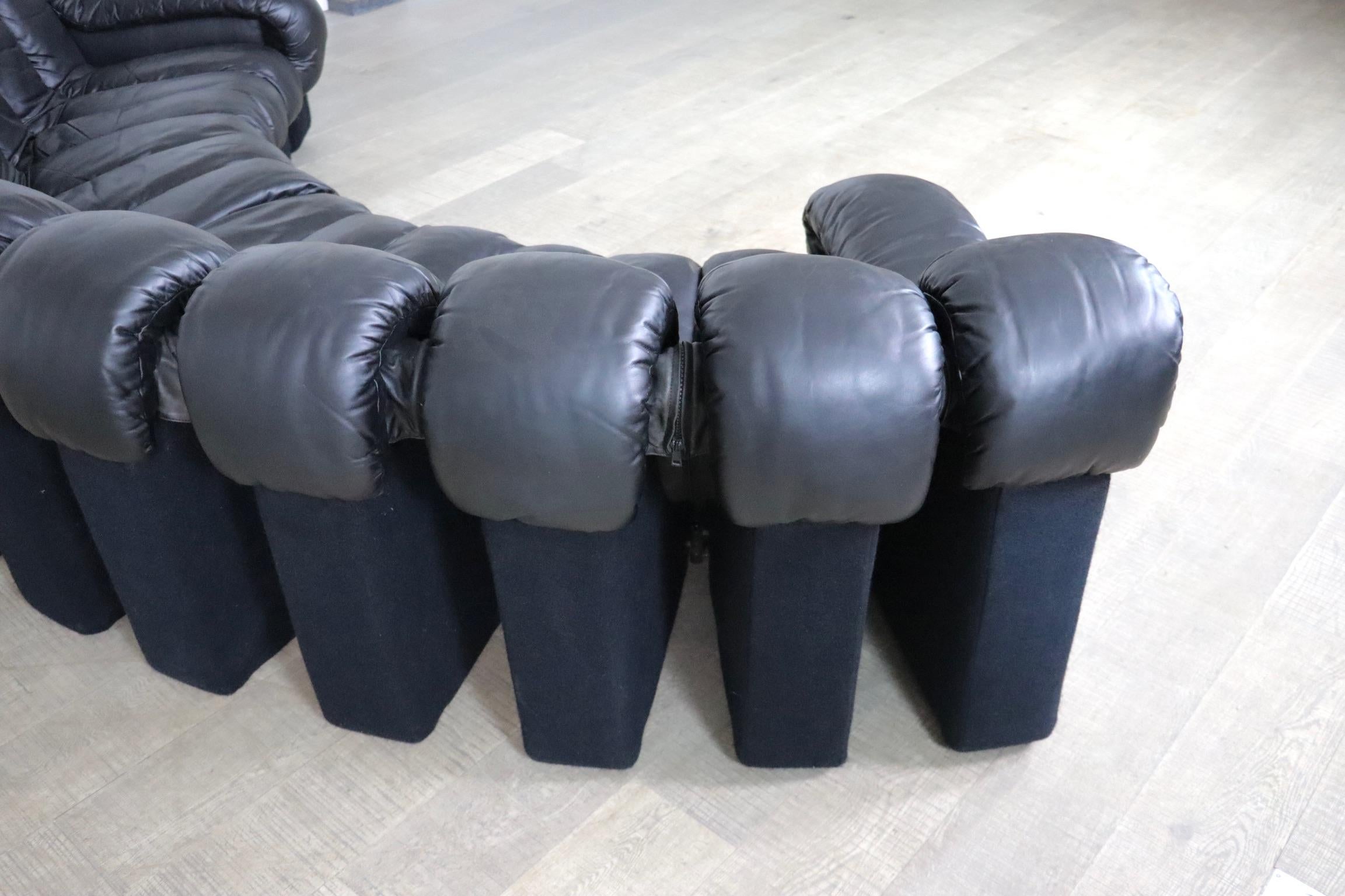 Late 20th Century De Sede DS-600 ‘Non Stop’ Sofa In Black Leather By Heinz Ulrich, Ueli Berger