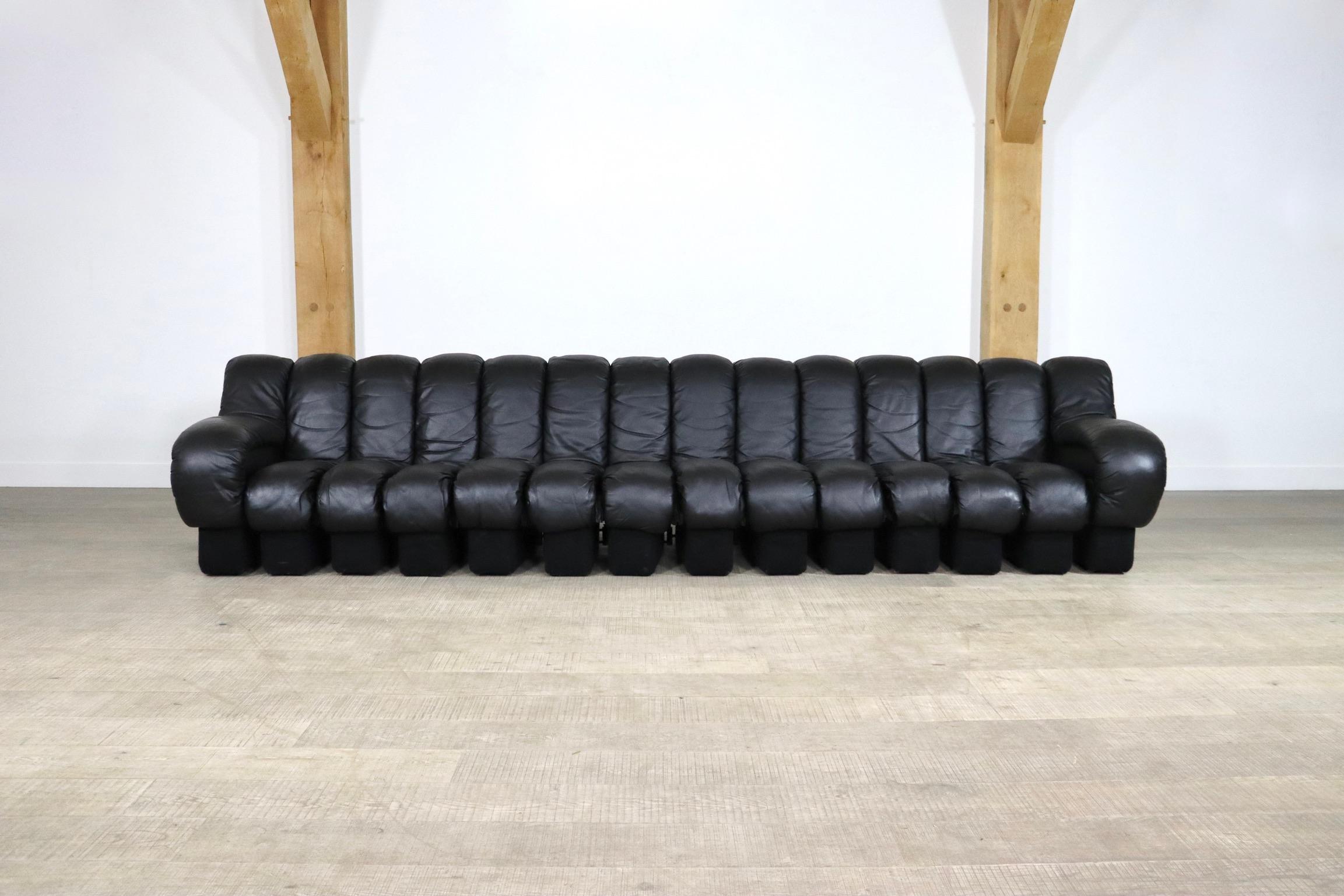 De Sede DS-600 ‘Non Stop’ Sofa In Black Leather By Heinz Ulrich, Ueli Berger 1