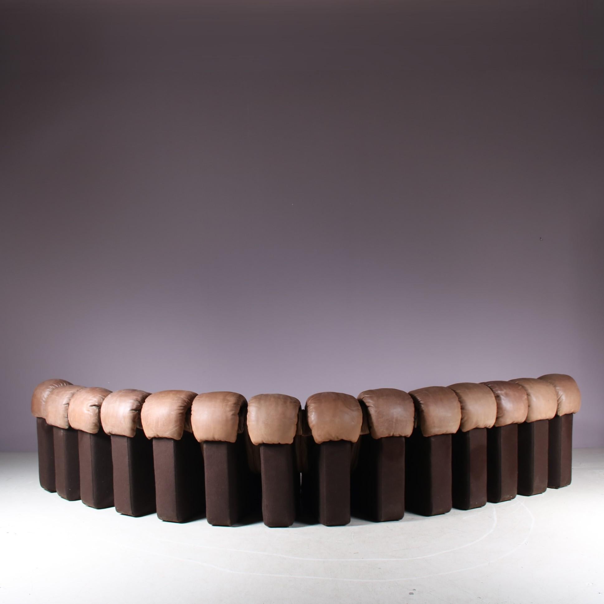 De Sede DS-600 “Non-Stop” Sofa in Brown Leather, Switzerland, 1960 7