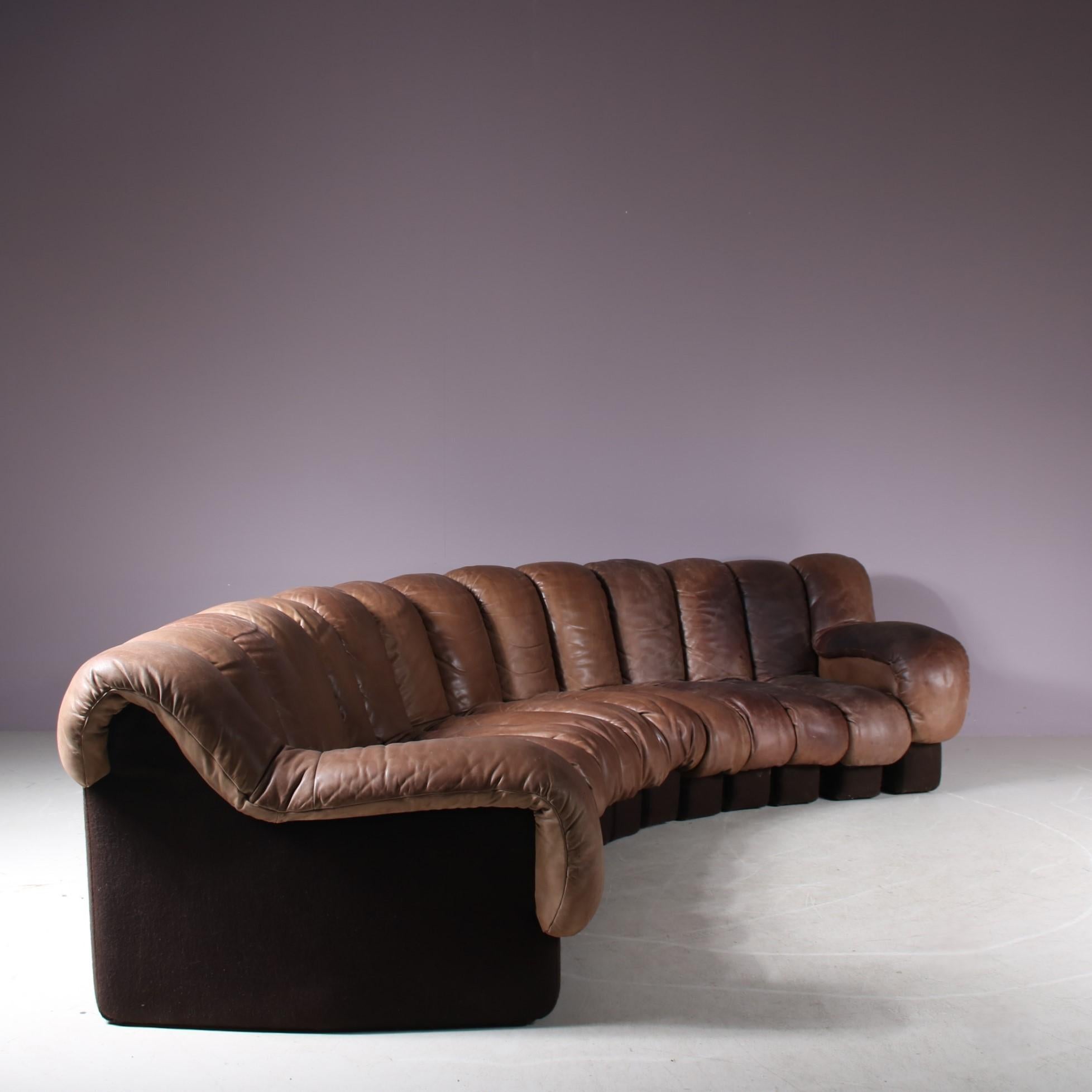 De Sede DS-600 “Non-Stop” Sofa in Brown Leather, Switzerland, 1960 8