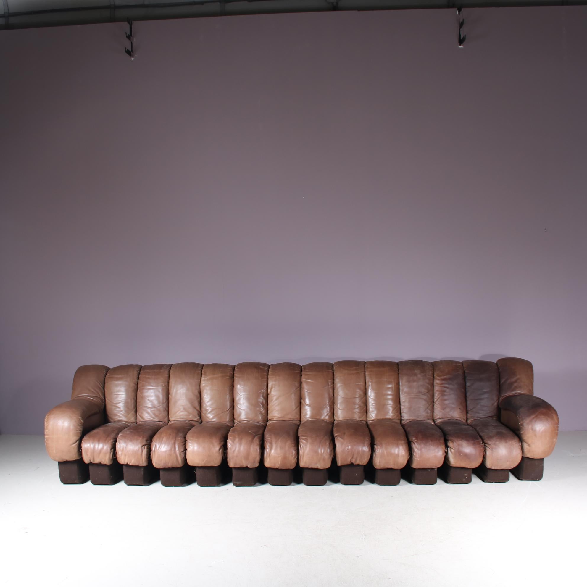 De Sede DS-600 “Non-Stop” Sofa in Brown Leather, Switzerland, 1960 In Good Condition In Wilnis, UT