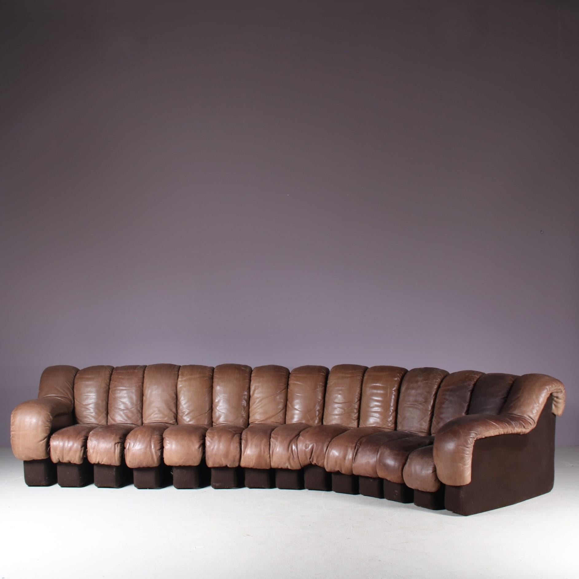De Sede DS-600 “Non-Stop” Sofa in Brown Leather, Switzerland, 1960 1