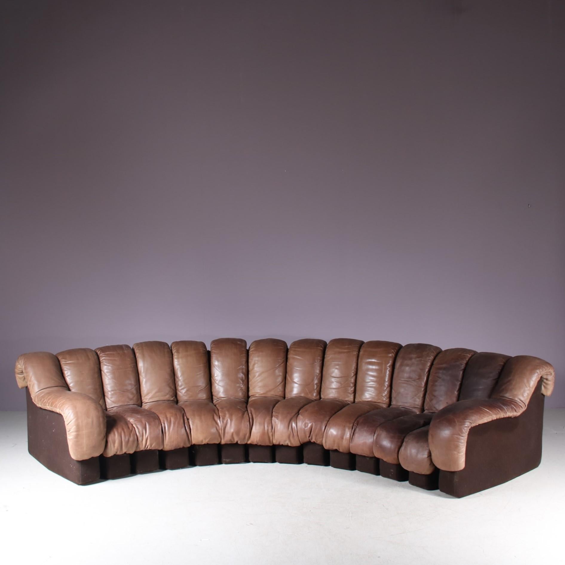De Sede DS-600 “Non-Stop” Sofa in Brown Leather, Switzerland, 1960 3