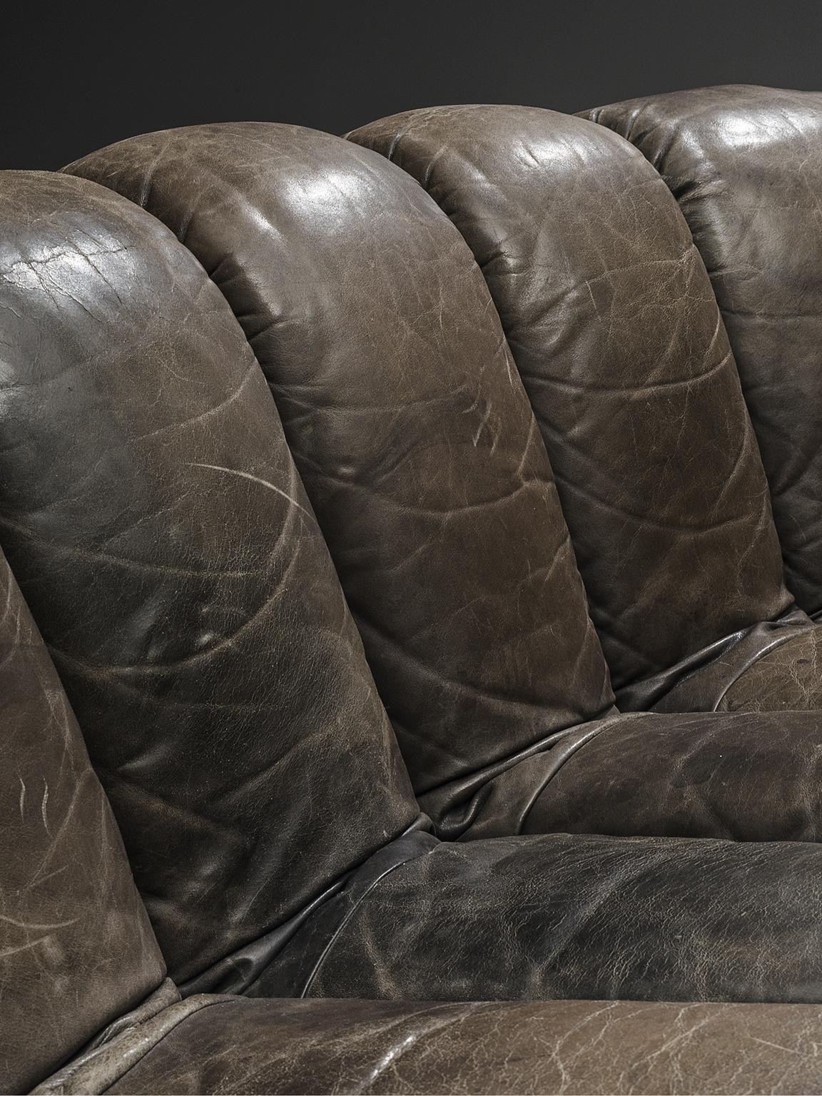 De Sede DS-600 Original Grey Leather Sofa 1