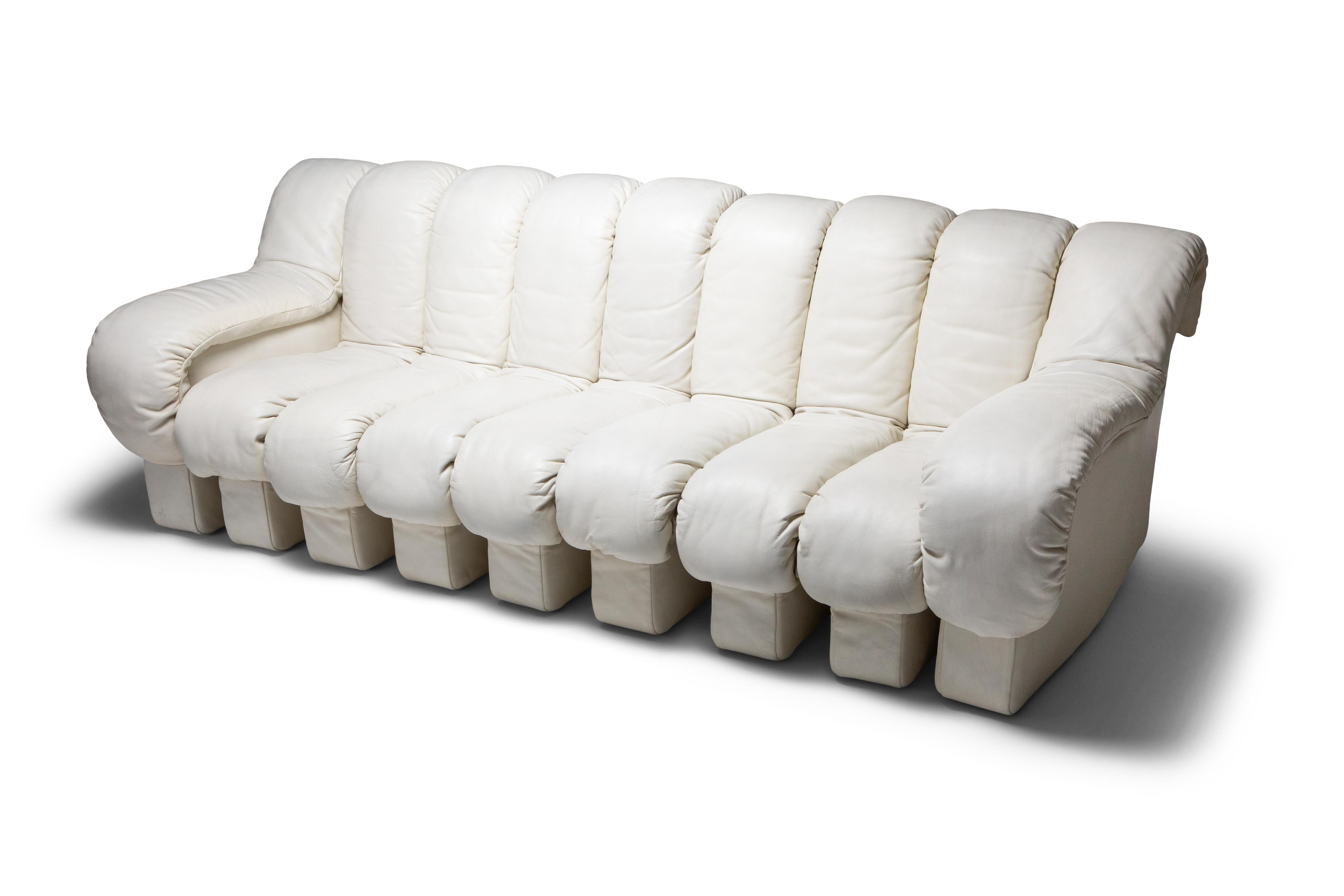 Swiss De Sede DS-600 Sectional Sofa in White Leather