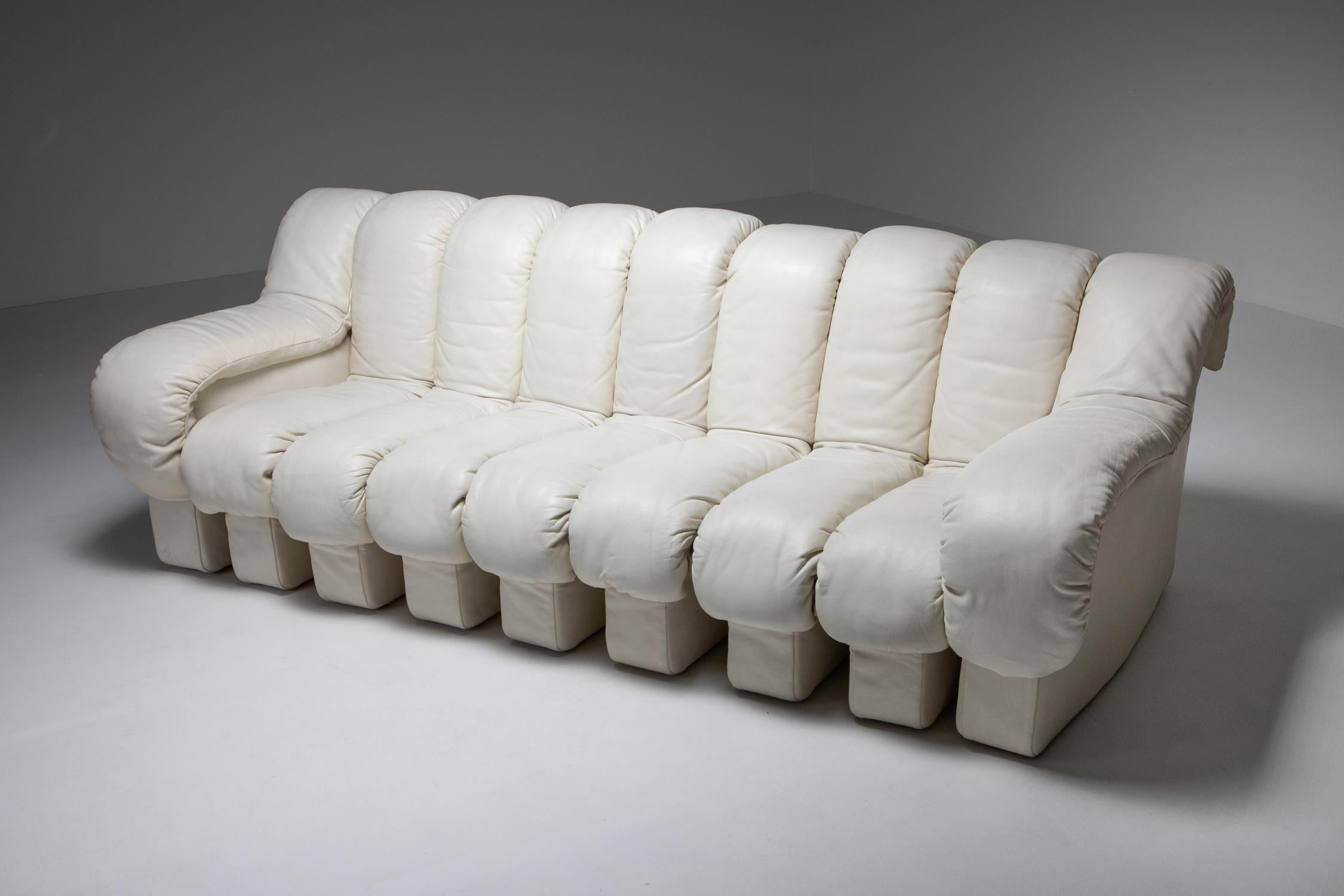 De Sede DS-600 Sectional Sofa in White Leather In Good Condition In Antwerp, BE