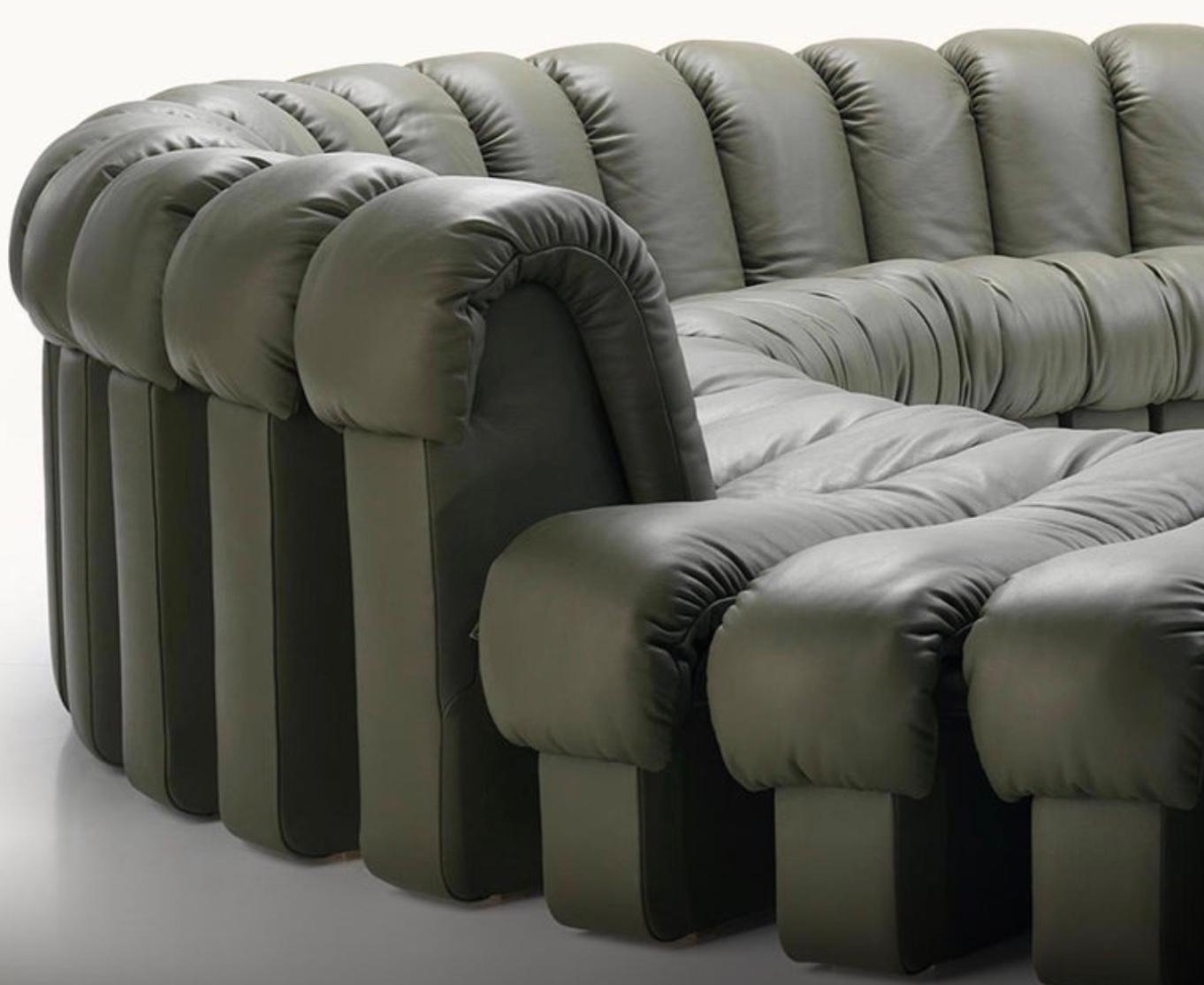 Contemporary De Sede DS 600 'Snake' Seating Landscape with 80 Elements in Nappa Leather  For Sale