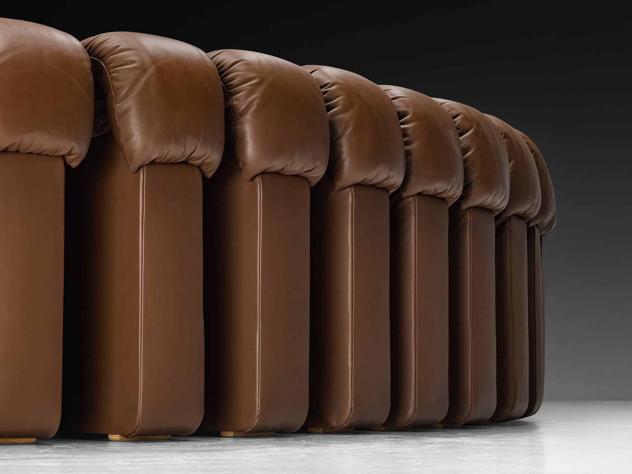 De Sede DS-600 'Snake' Sectional Sofa in Brown Leather For Sale 3
