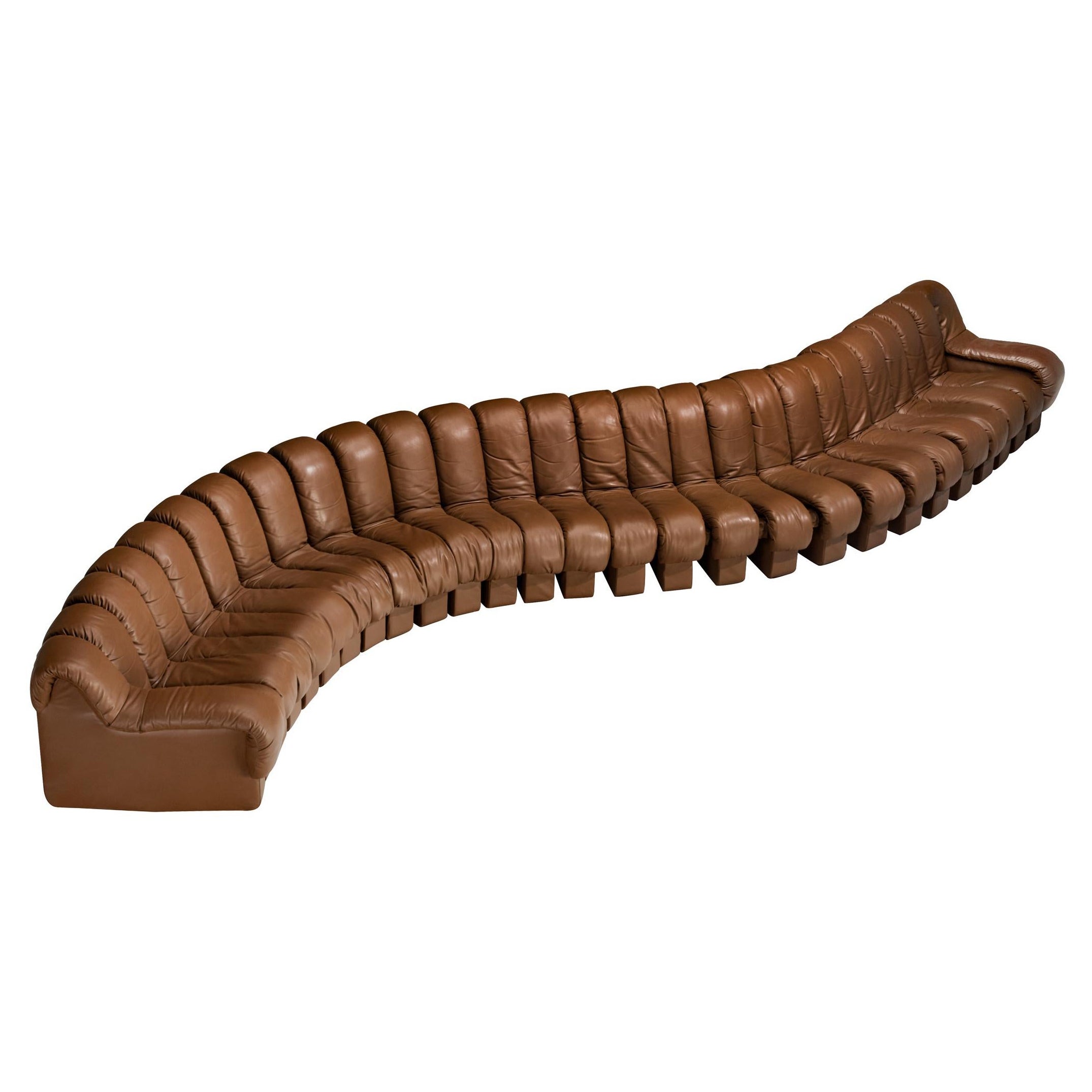 De Sede DS-600 'Snake' Sectional Sofa in Brown Leather