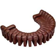 De Sede DS-600 'Snake' Sectional Sofa in Brown Leather