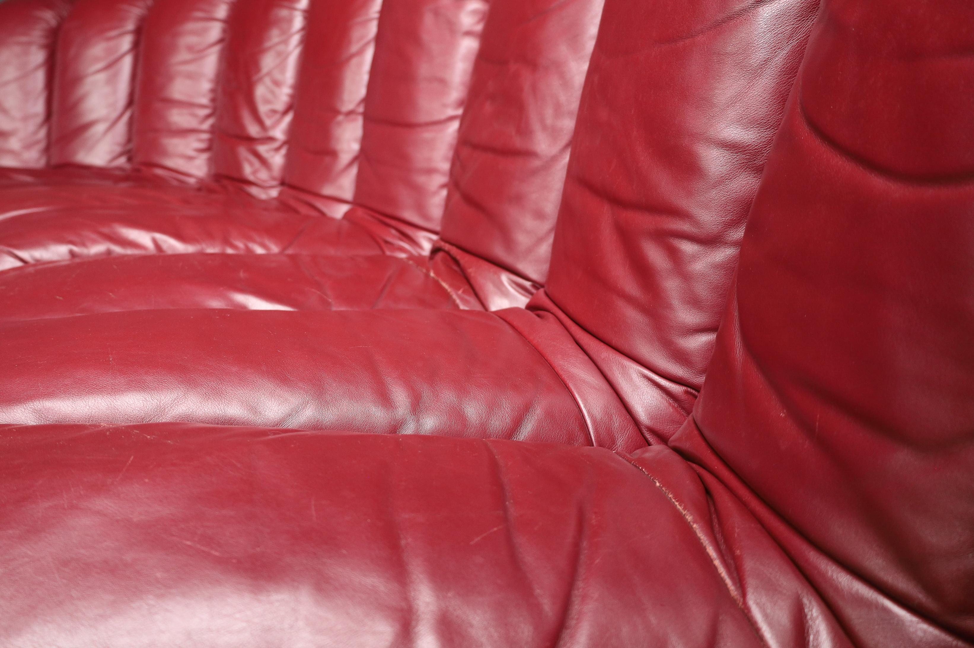 De Sede DS-600 'Snake' Sectional Sofa in Full Bordeaux Leather by Ueli Berger. 8