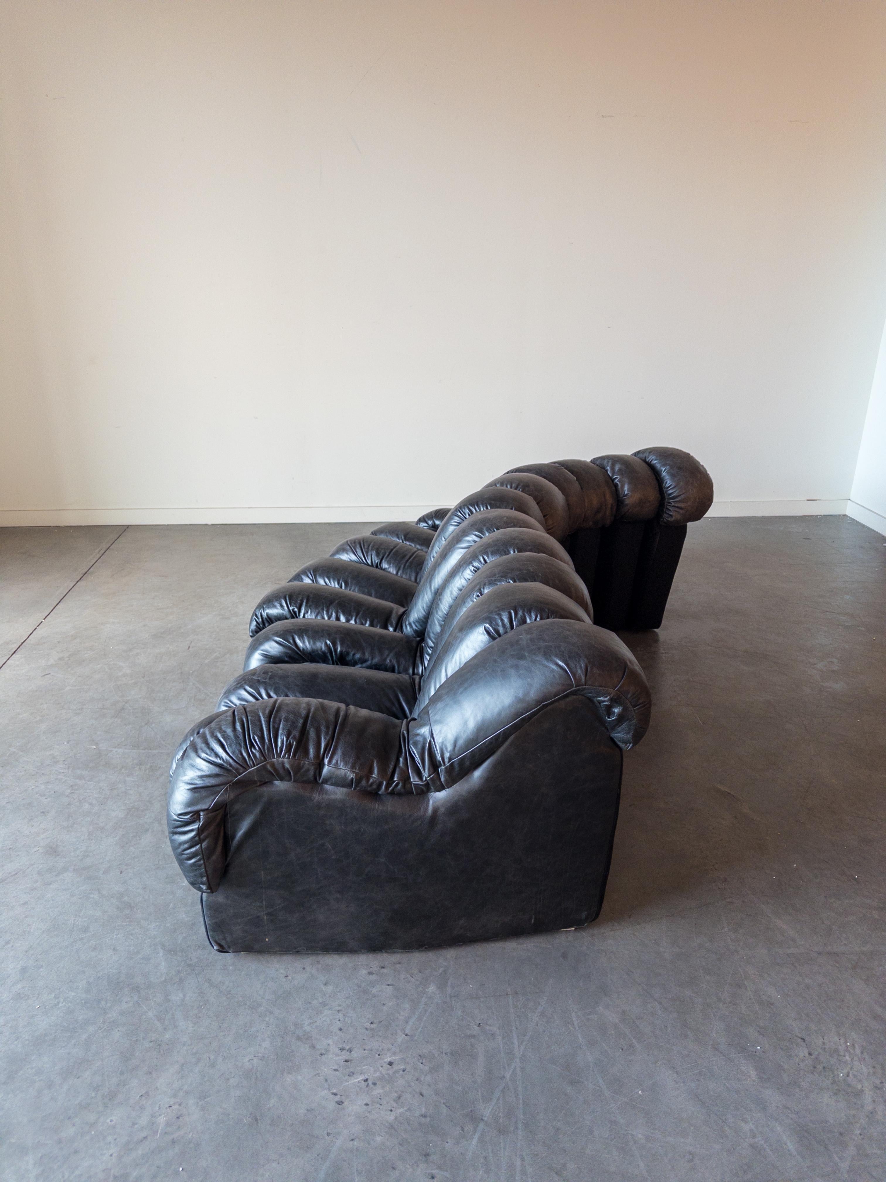 Mid-Century moderno De Sede DS-600 - Divano componibile 'Snake' in pelle in vendita