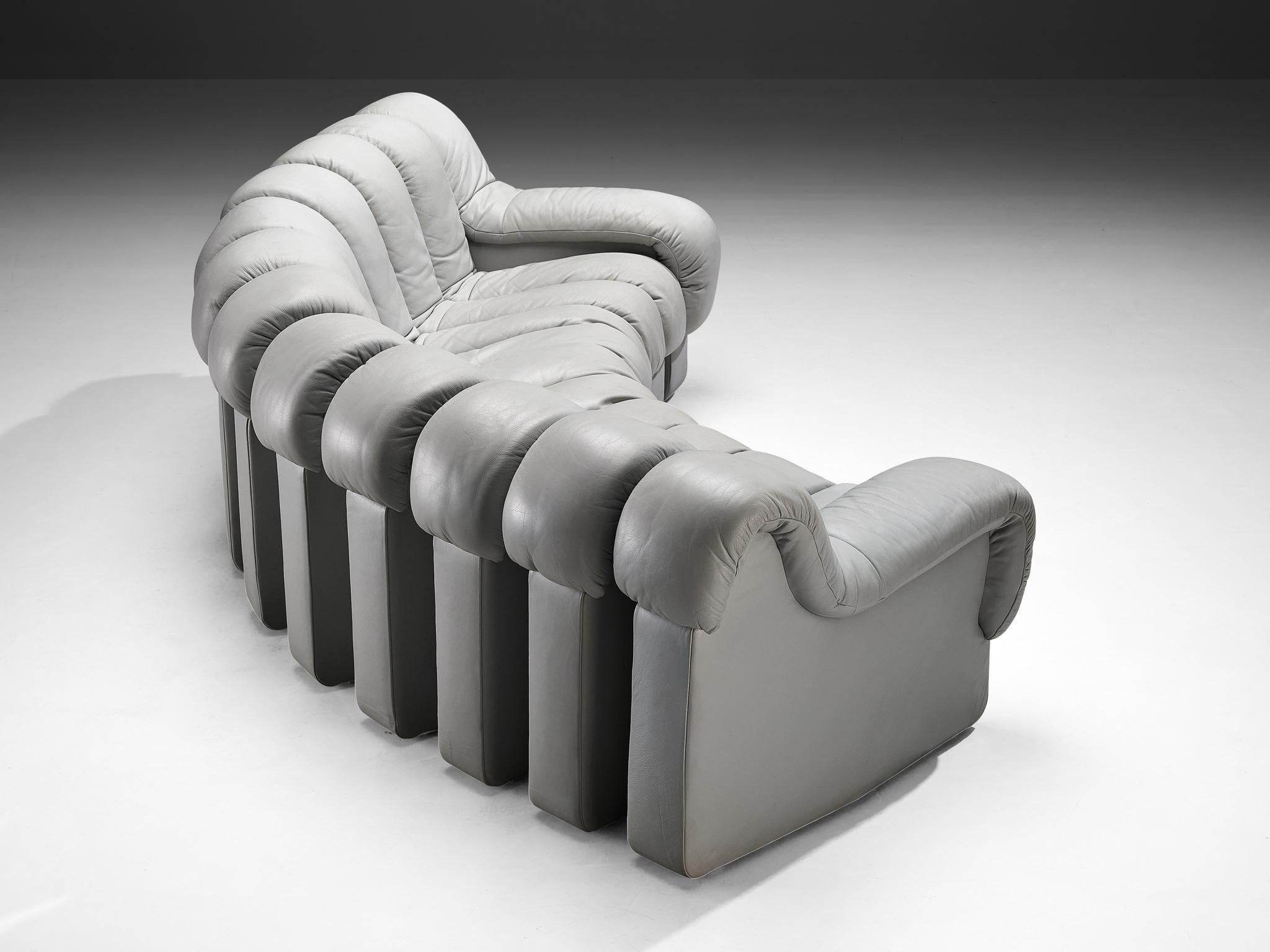 Canapé sectionnel « Serpent » DS-600 en cuir gris clair De Sede en vente 3