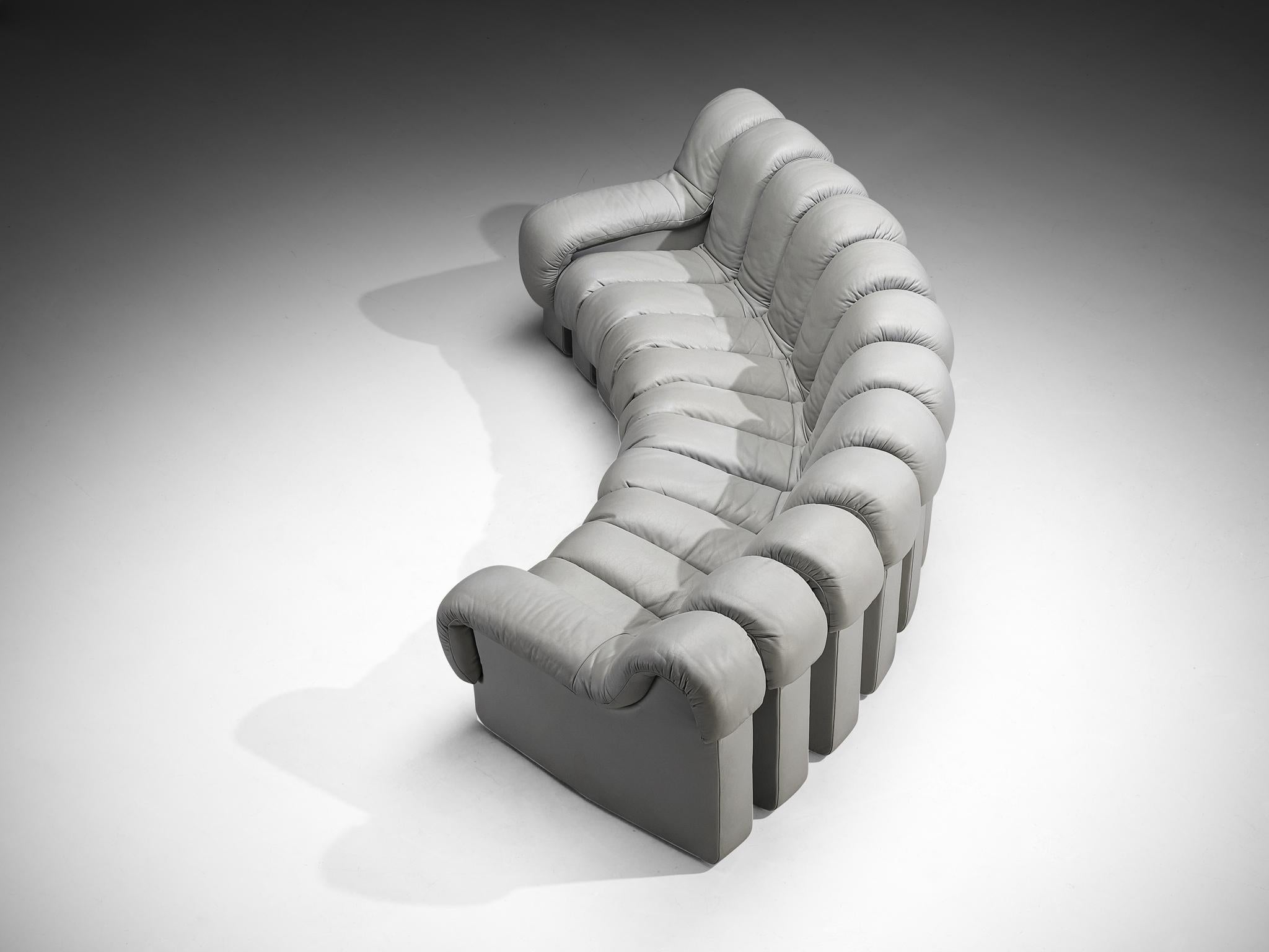 Fin du 20e siècle Canapé sectionnel « Serpent » DS-600 en cuir gris clair De Sede en vente