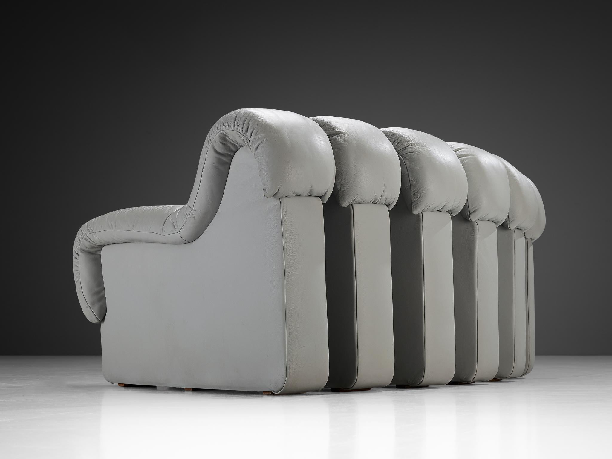 Canapé sectionnel « Serpent » DS-600 en cuir gris clair De Sede en vente 1
