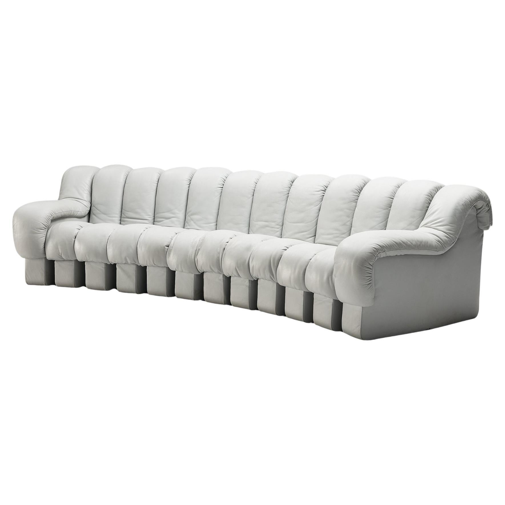 De Sede DS-600 'Snake' Sectional Sofa in Light Grey Leather 