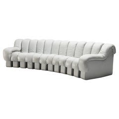 Retro De Sede DS-600 'Snake' Sectional Sofa in Light Grey Leather 