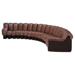De Sede DS-600 'Snake' Sectional Sofa in Patinated Brown Leather 