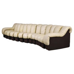 Vintage De Sede DS-600 ‘Snake’ Sectional Sofa in Patinated Cream Leather by Ueli Berger
