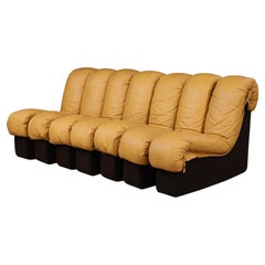 Vintage De Sede DS-600 ‘Snake’ Sectional Sofa in Patinated Tan Leather by Ueli Berger
