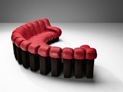 De Sede DS-600 Sofá seccional "Snake" en piel roja vibrante