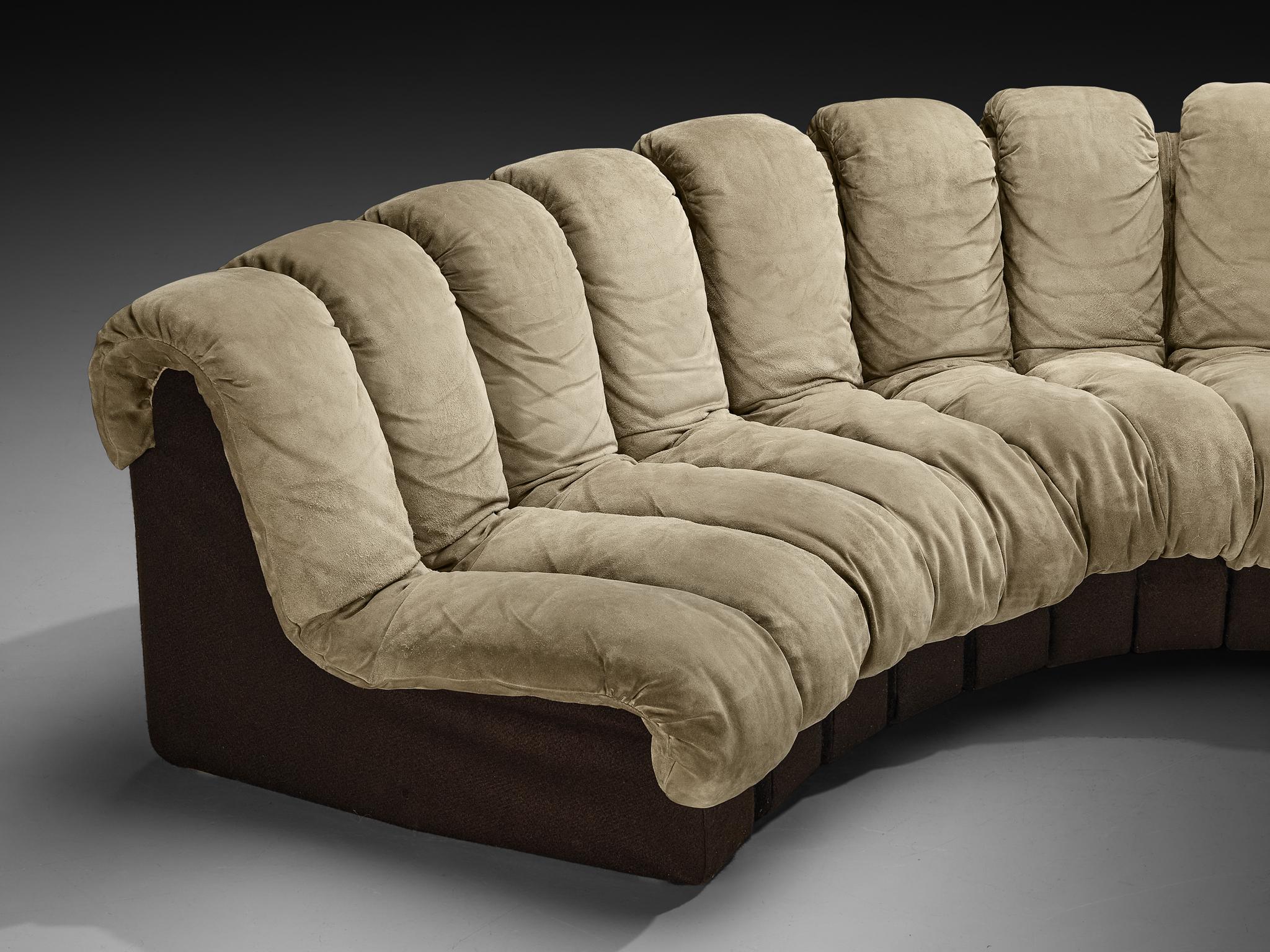 De Sede DS-600 - Divano componibile 'Snake' in pelle scamosciata color Sage caldo in vendita 1