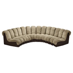 De Sede DS-600 'Snake' Sectional Sofa in Warm Sage Colored Suede