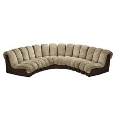 De Sede DS-600 'Snake' Sectional Sofa in Warm Sage Colored Suede