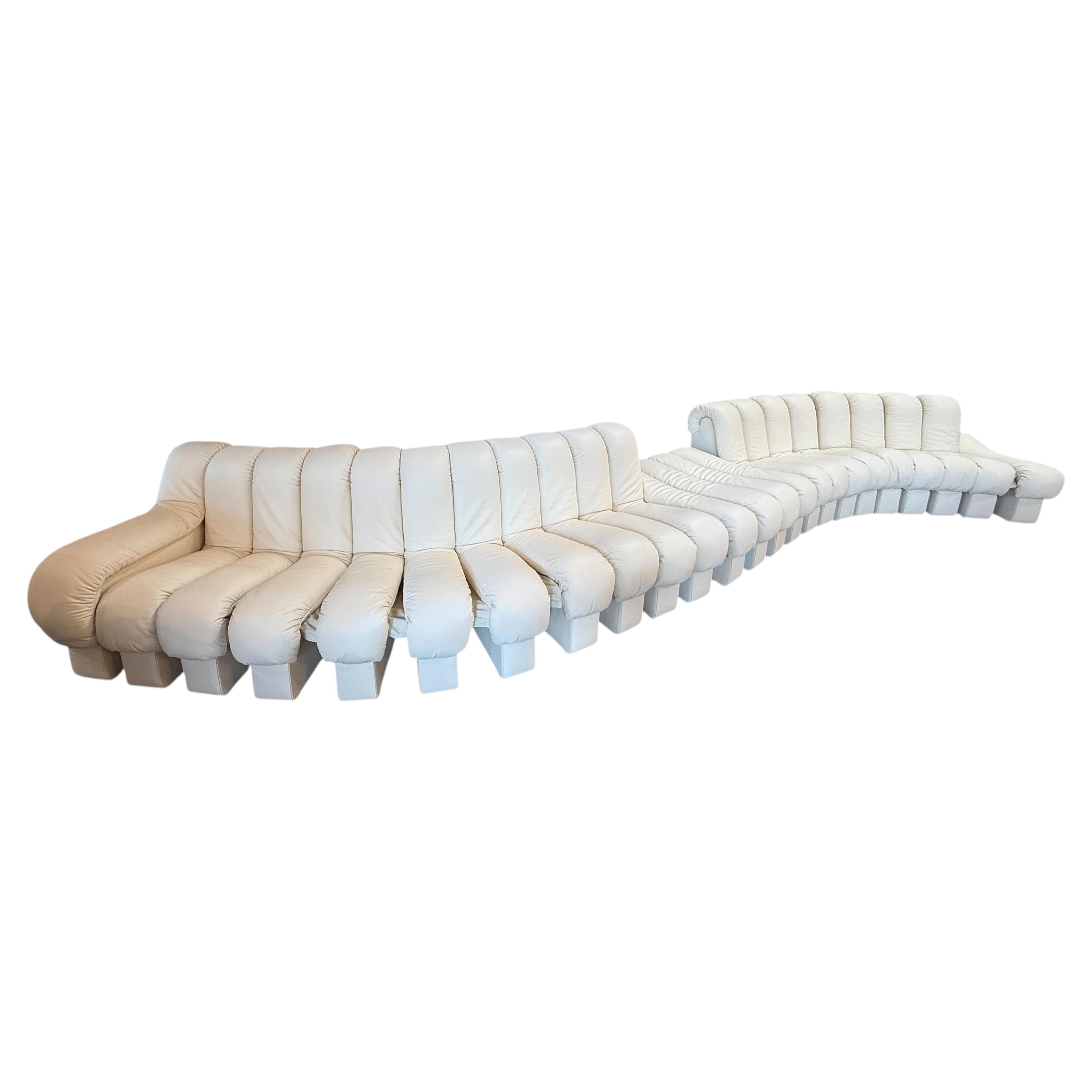 De Sede DS 600 "Snake" Sectional Sofa in white leather. For Sale