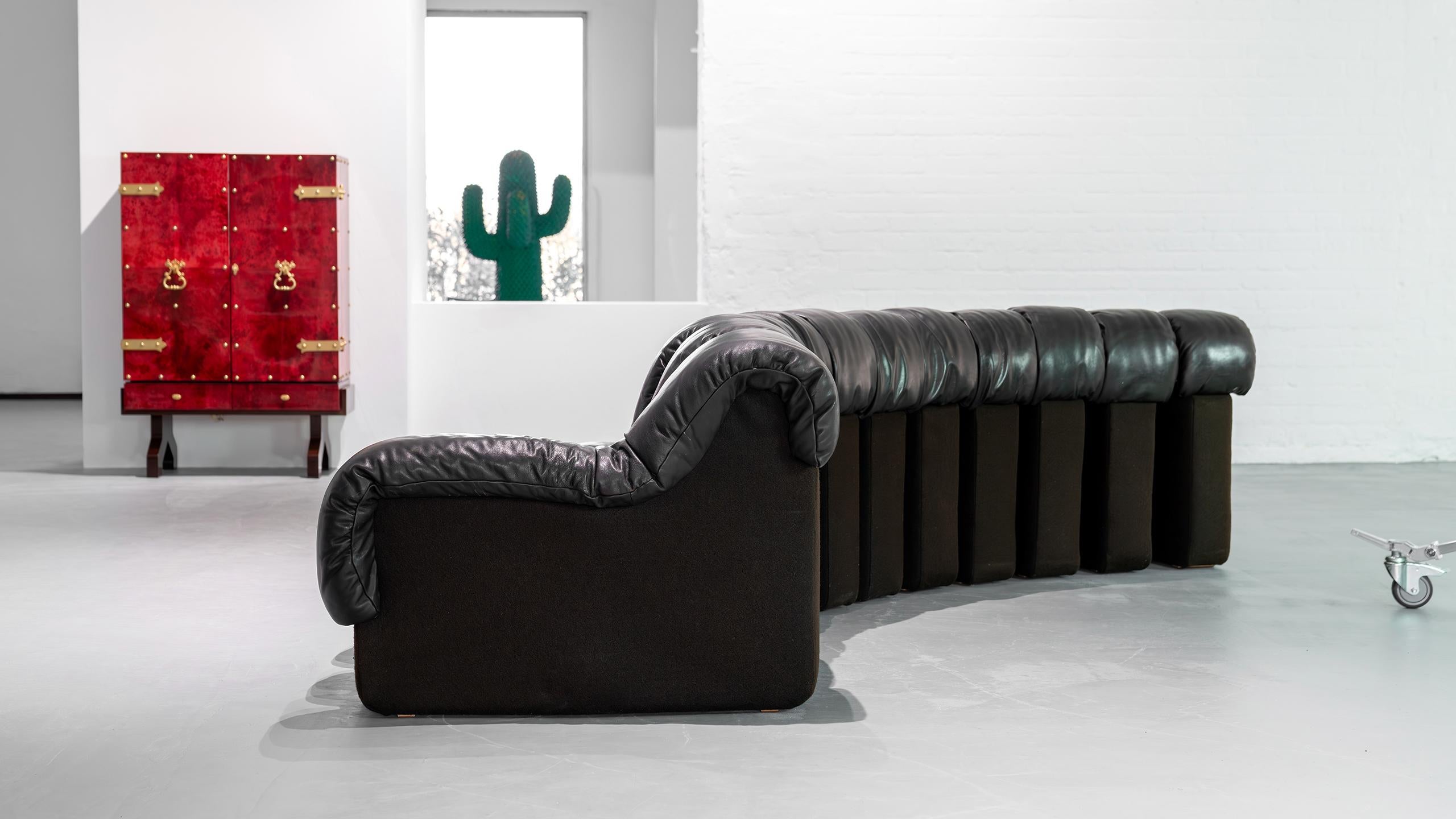 De Sede Sofa DS 600 Snake Ueli Berger & Riva 1972 Brown Leather 12 Elements  For Sale 12