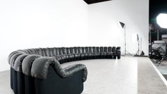 De Sede DS 600 Snake Sofa by Ueli Berger, 1972 Black & Brown Leather 36 Elemens