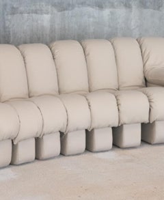 De Sede DS-600 Snake Sofa by Ueli Berger, Customised in white nubuck 1970s
