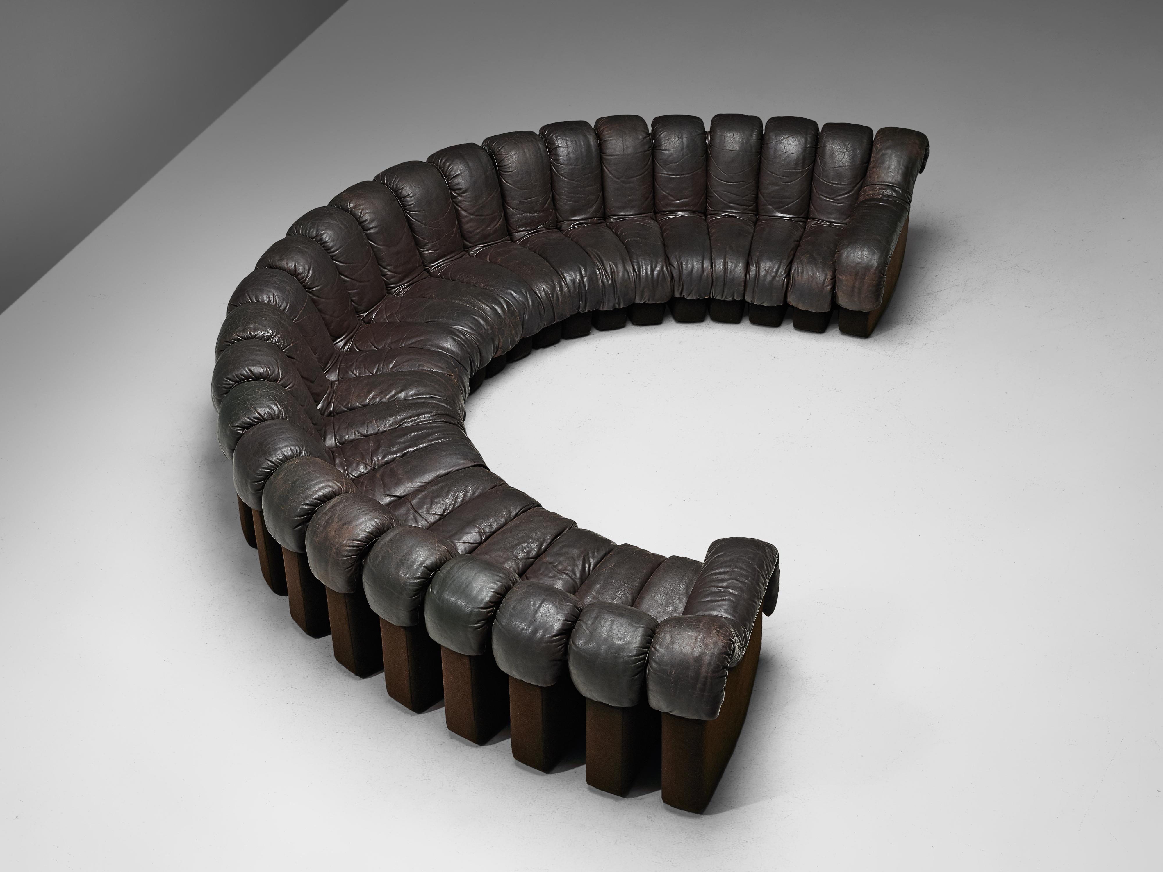 De Sede DS-600 ‘Snake’ Sofa in Dark Brown Leather 4