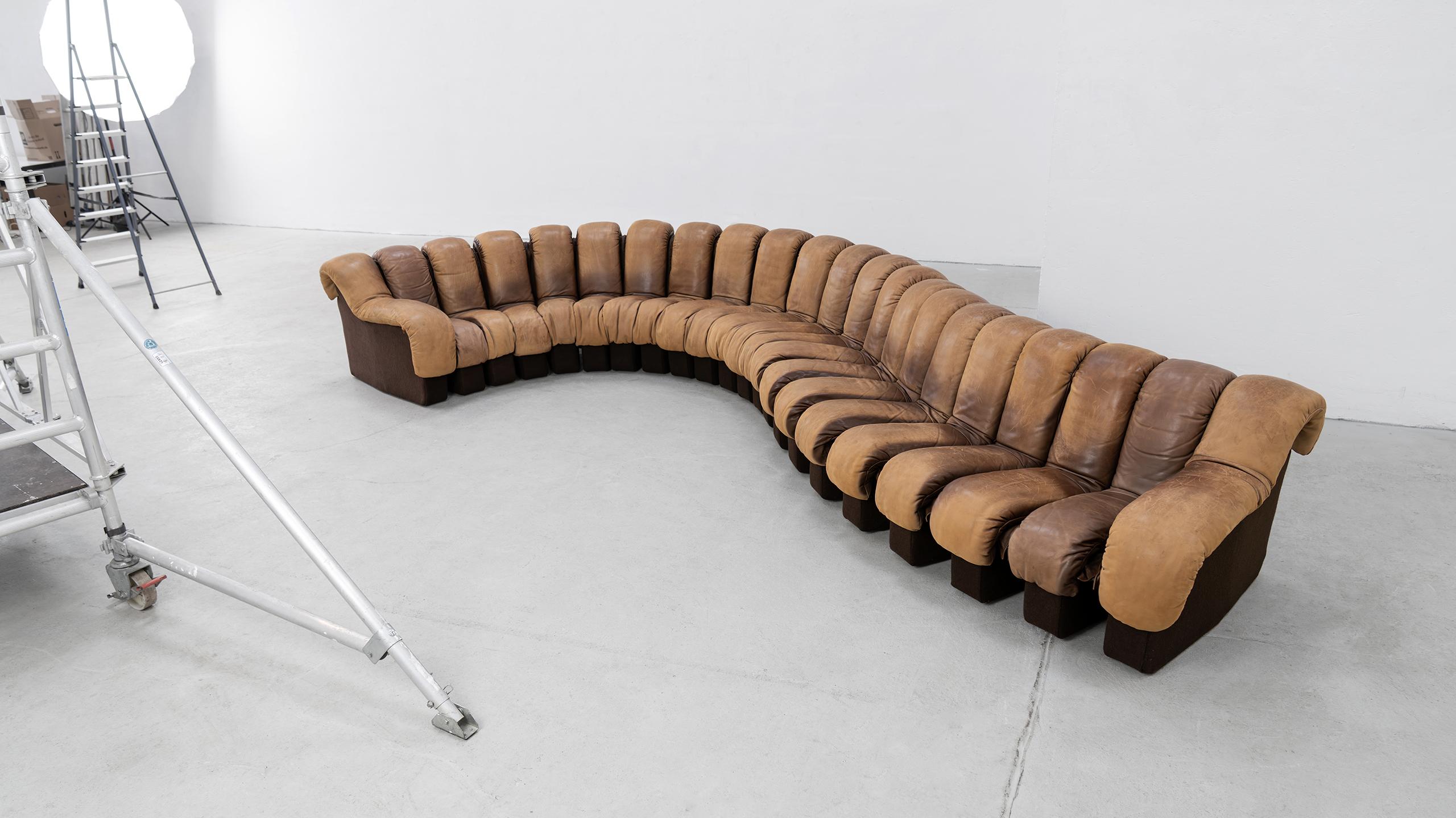 De Sede DS 600 Sofá 1972 de Ueli Berger en piel coñac - 22 Elementos Sin Parada finales del siglo XX